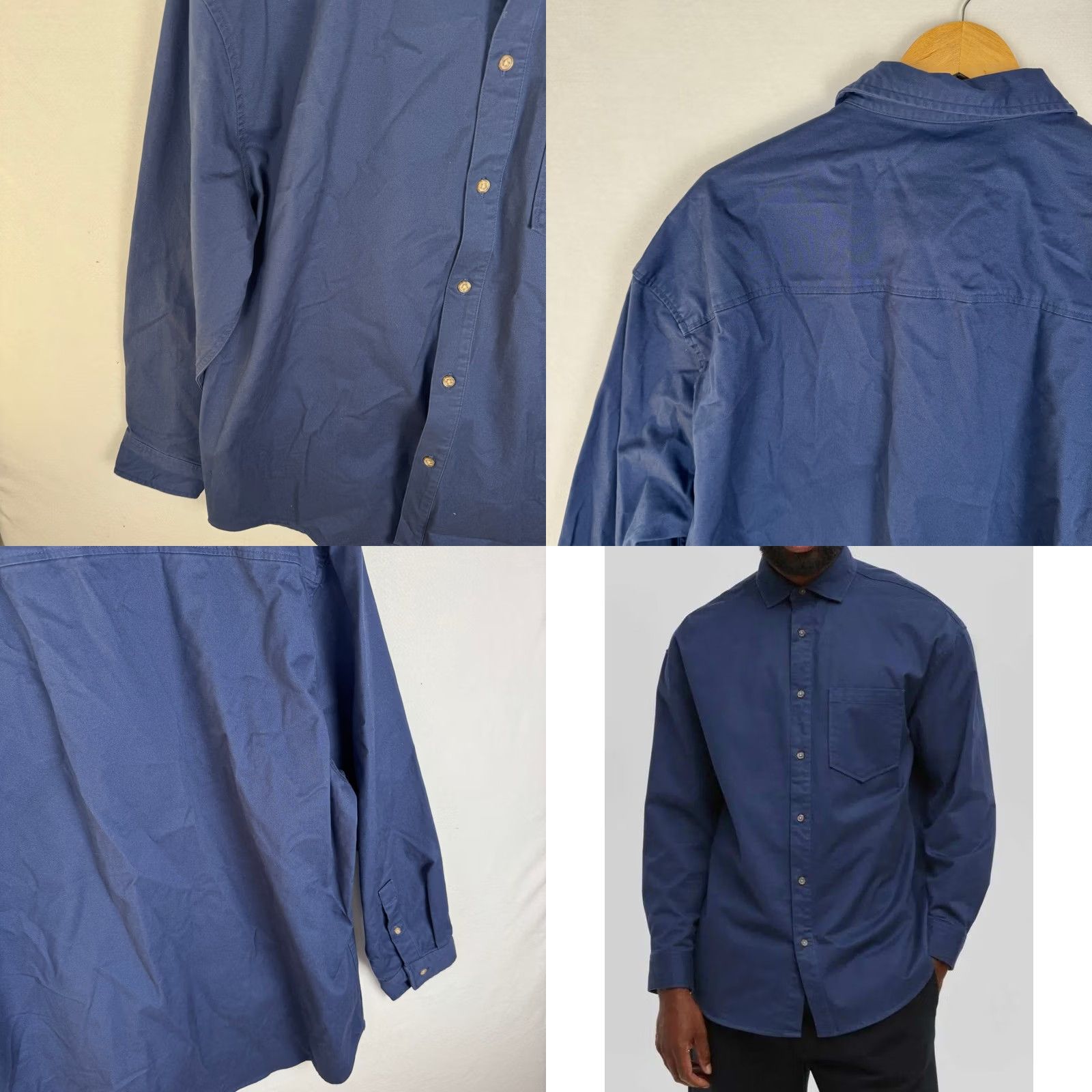 Vintage Mode of One Mens Relaxed Fit Twill Button Down Shirt Caspian Waters Blue L NEW Size US L / EU 52-54 / 3 - 9 Thumbnail