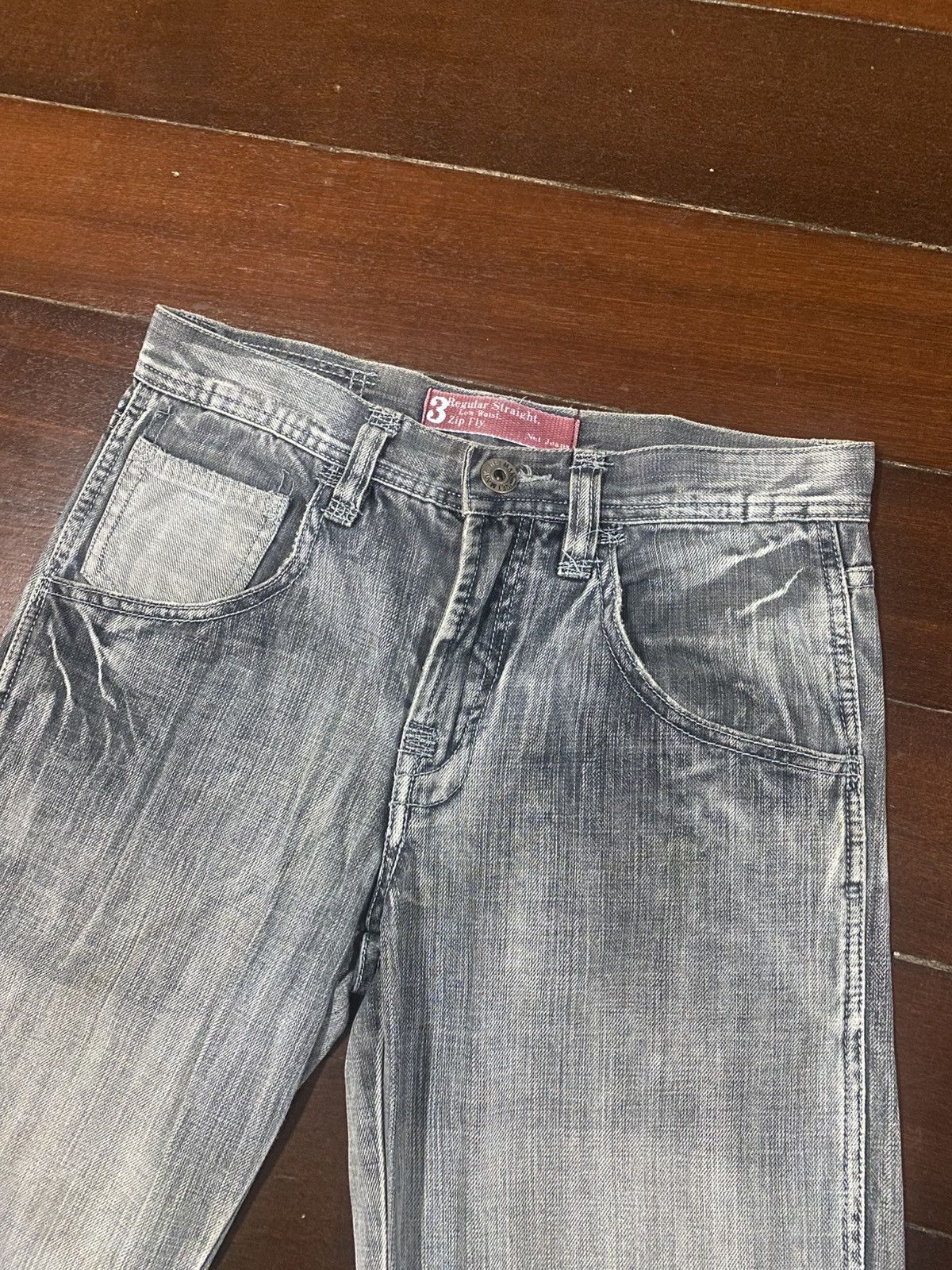 If Six Was Nine Flare Jeans netmen Clawmark Distress Faded Denim Size US 30 / EU 46 - 6 Thumbnail