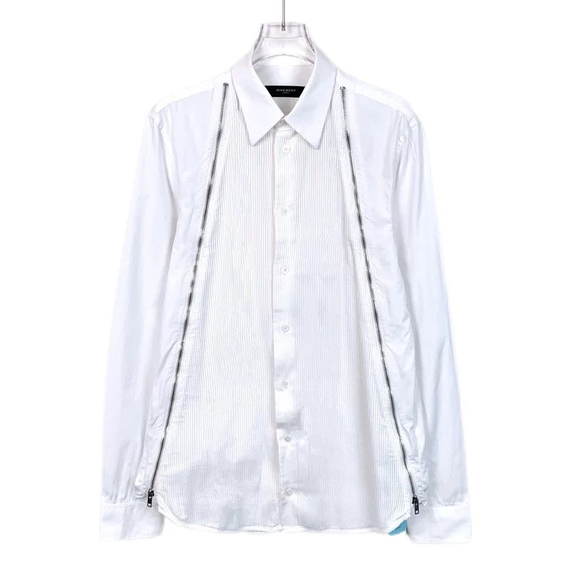 Givenchy Givenchy Size39 White Diagonal Zip Cotton Collar Single Bre Size US M / EU 48-50 / 2 - 1 Thumbnail