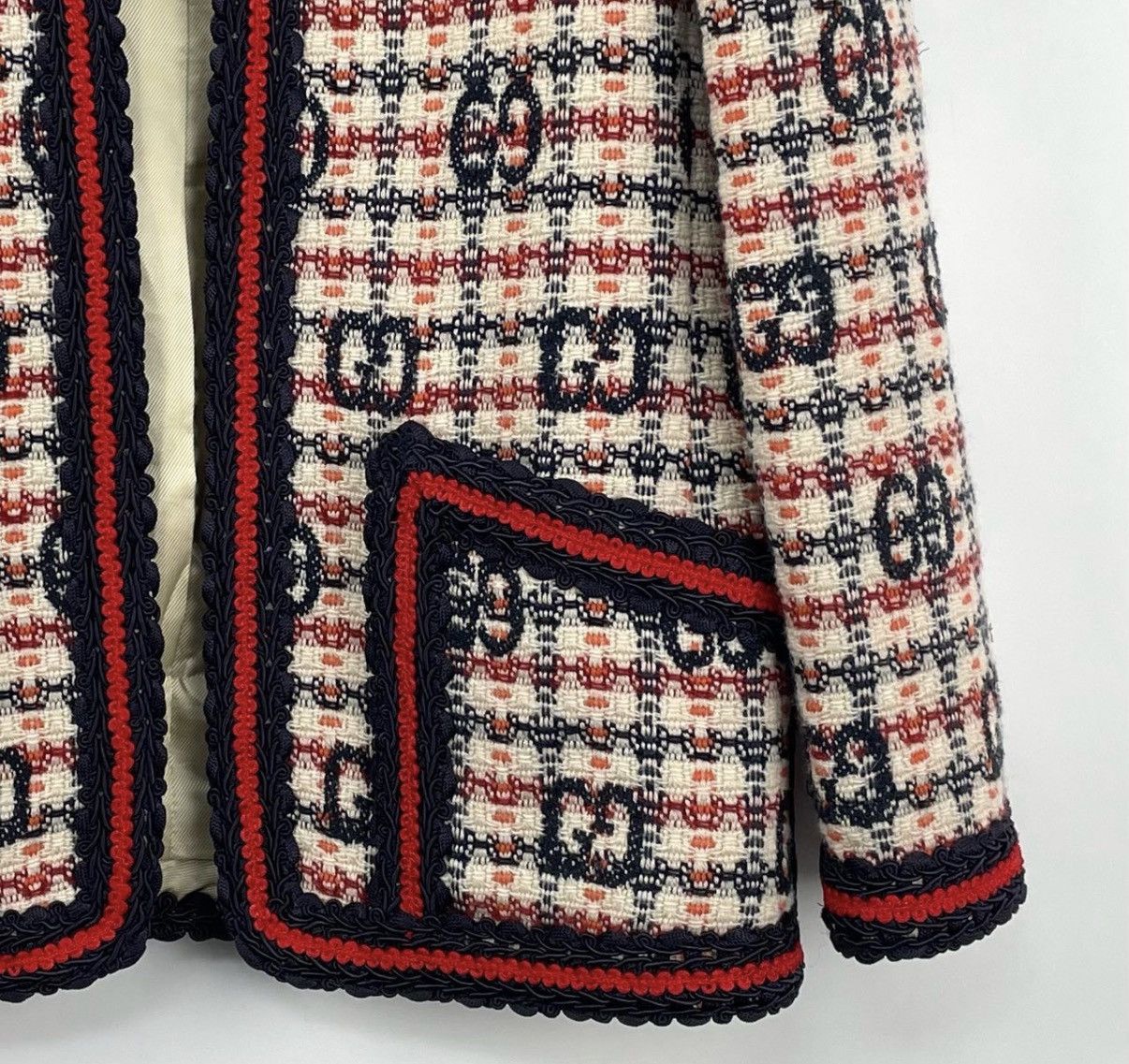 Gucci Gucci/Double G All-Over Print Tweed Coat K12 Size XS / US 0-2 / IT 36-38 - 6 Thumbnail