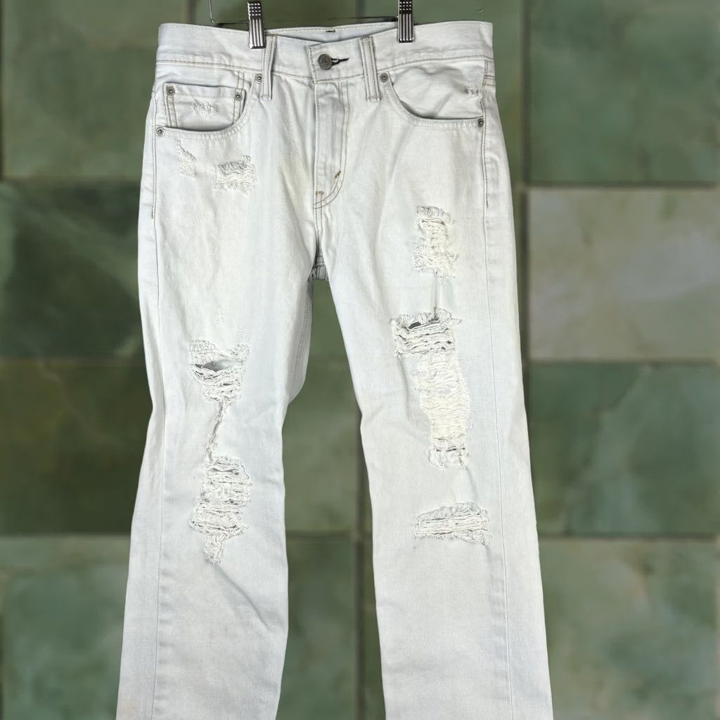 Levi's Levi's 511 Jeans Mens 31x32 White Slim Distressed Tapered Stretch Denim Size US 31 - 1 Thumbnail