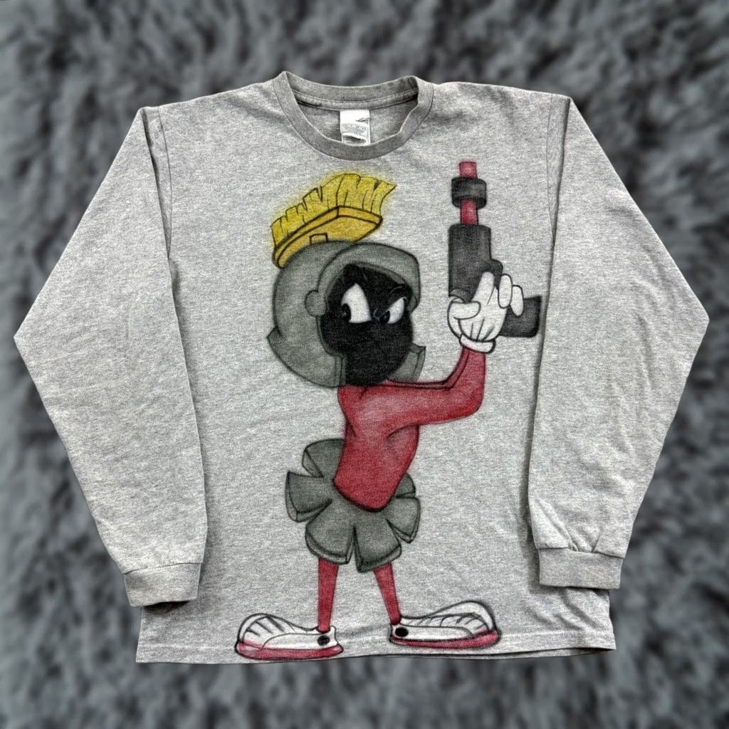 Nike VINTAGE Nike Marvin The Martian Shirt Mens Small 90s Gray Looney Tunes Cartoon Size US S / EU 44-46 / 1 - 1 Thumbnail