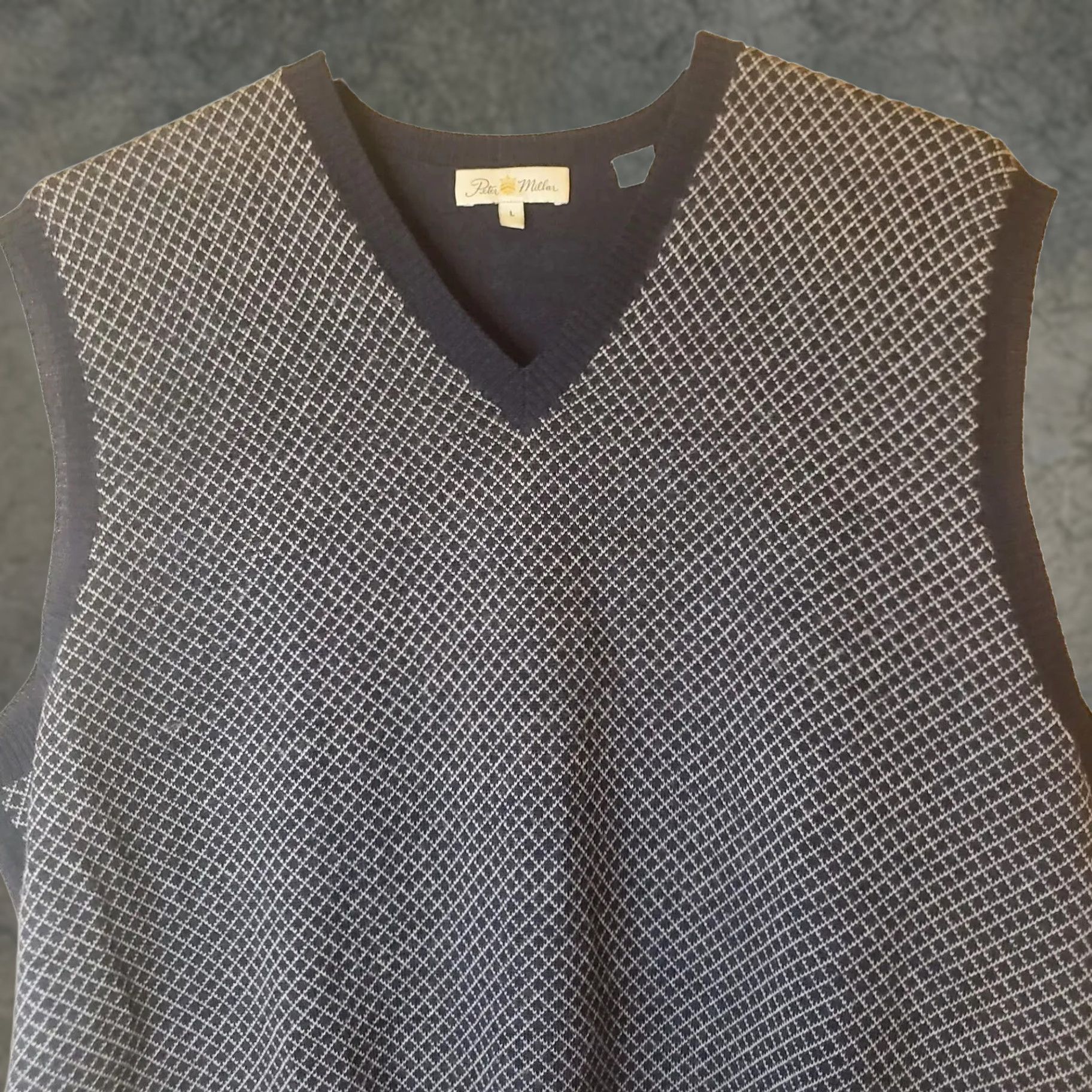 Peter Millar Peter Millar Men Large Sleeveless Golf Vest Merino 100% Wool V-Neck Gray Check Size US L / EU 52-54 / 3 - 1 Thumbnail