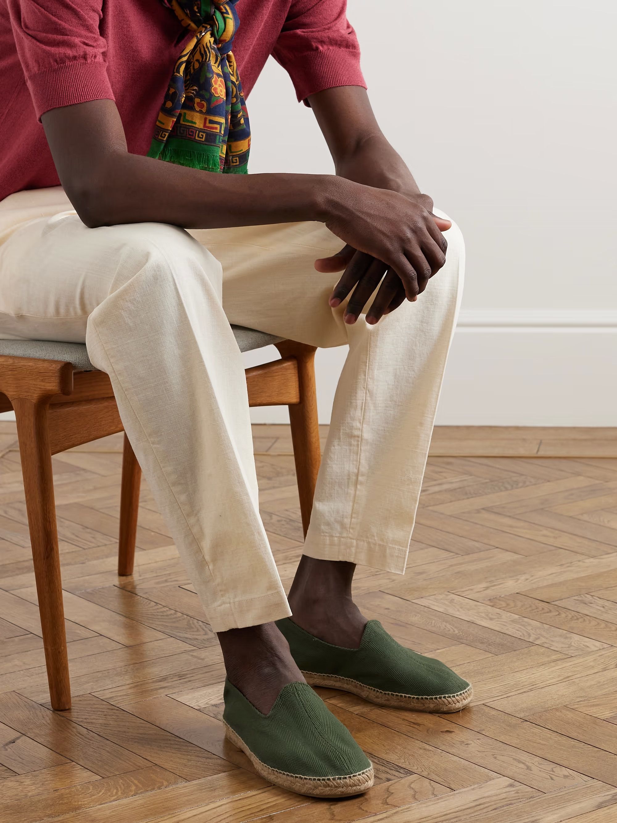 Drake's DRAKE'S Herringbone Cotton Canvas Espadrilles Size US 10 / EU 43 - 3 Thumbnail