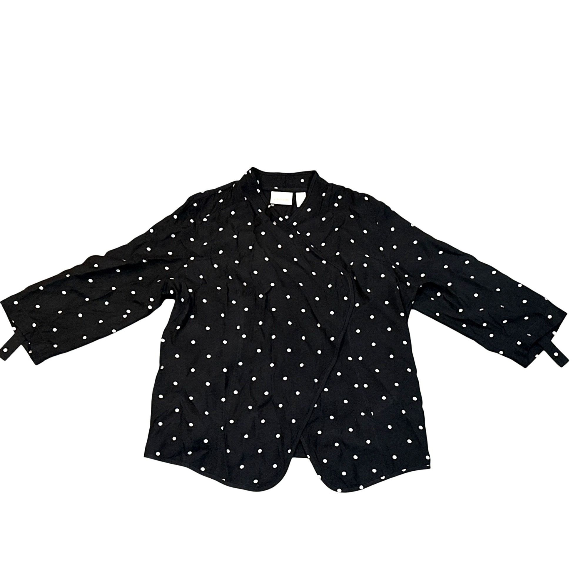 Chicos Chicos Black Polka Dot Cardigan Lightweight Open Front Blous Size L / US 10 / IT 46 - 12 Thumbnail