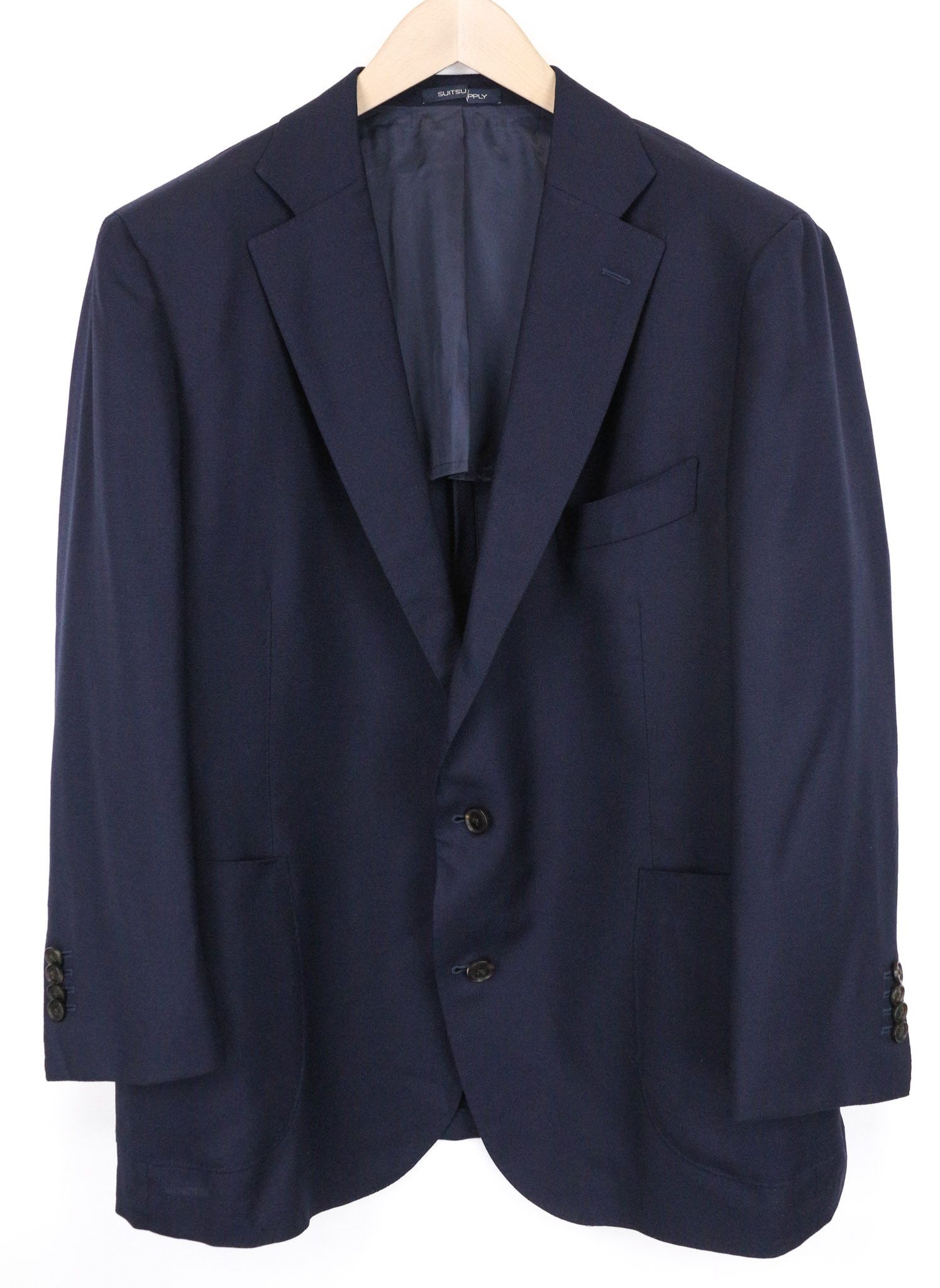 LA SPALLA UK52S Blue Wool Stretch Blazer 74956