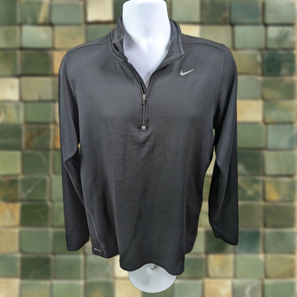 Nike NIKE Dri-Fit 1/4 Zip Sweatshirt Black Mock Neck Pullover Mens Size L Shirt Size US L / EU 52-54 / 3 - 1 Thumbnail