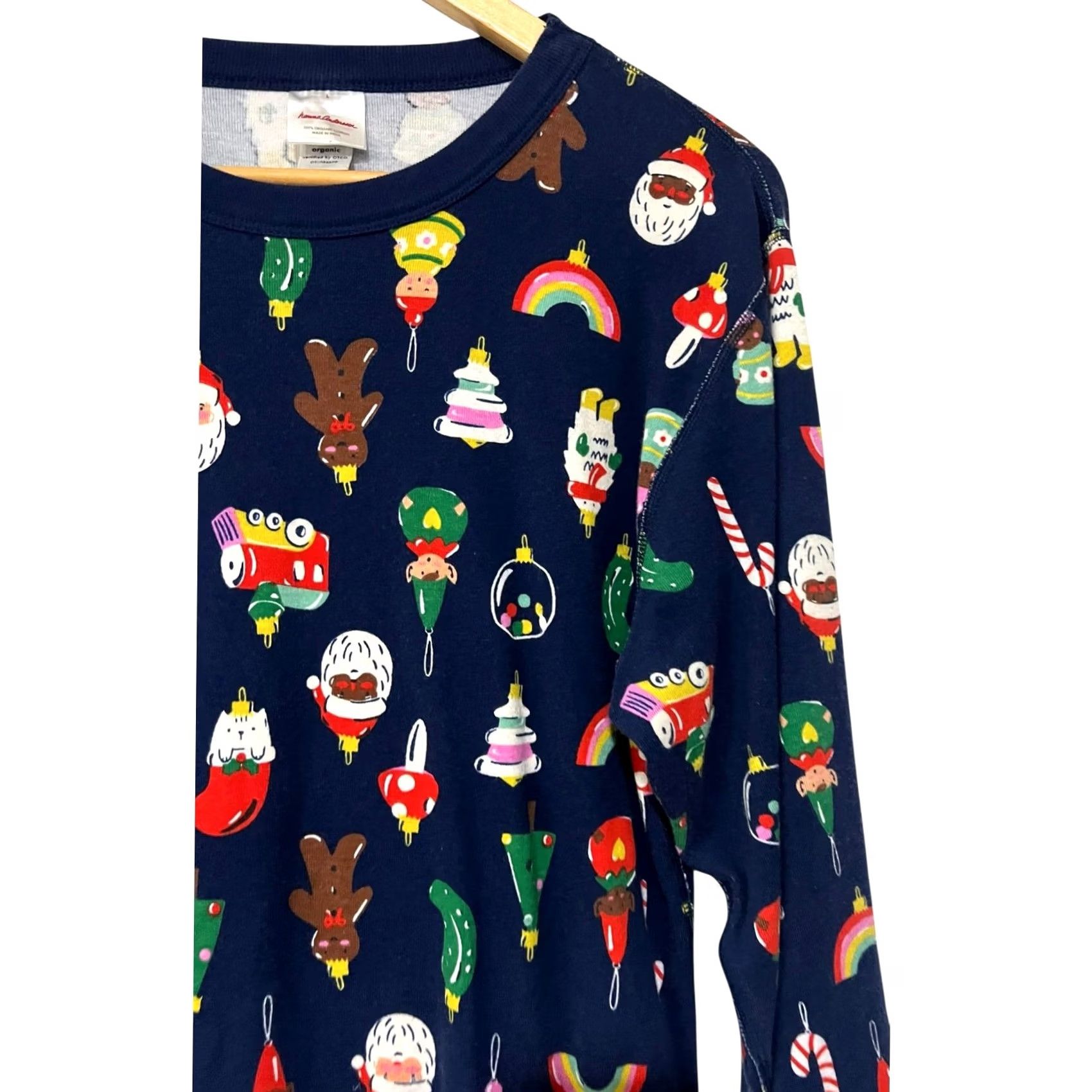 Vintage Hanna Andersson Unisex Long John Pajamas Christmas Top & Bottoms Adult Size L Pajama Set Blue 100% Cotton Crew Neck Knit Winter Holiday Shirts? Size L / US 10 / IT 46 - 3 Thumbnail