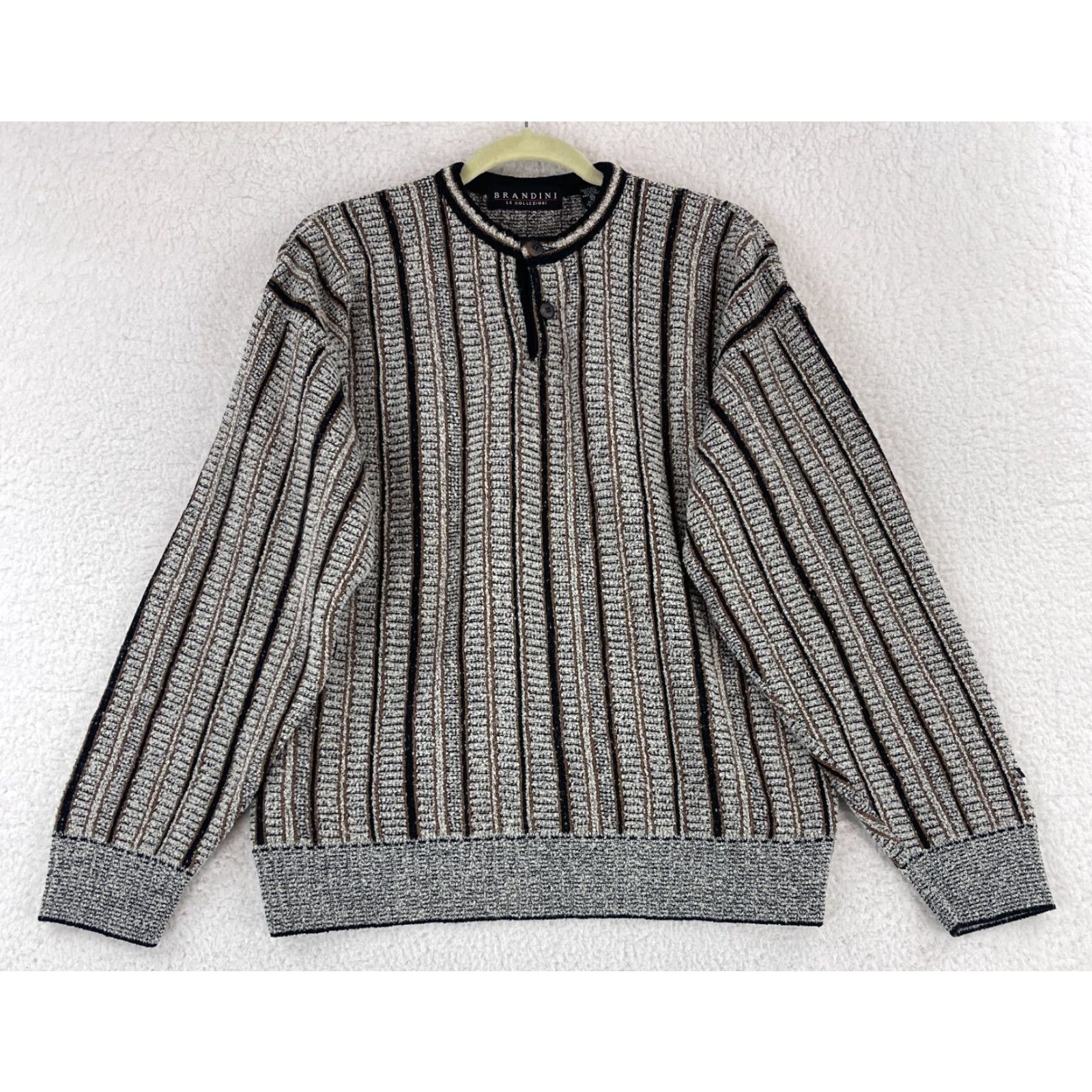 Vintage Brandini Le Collezioni Brown Knit Wool Sweater Mens Size Medium Size US M / EU 48-50 / 2 - 2 Thumbnail
