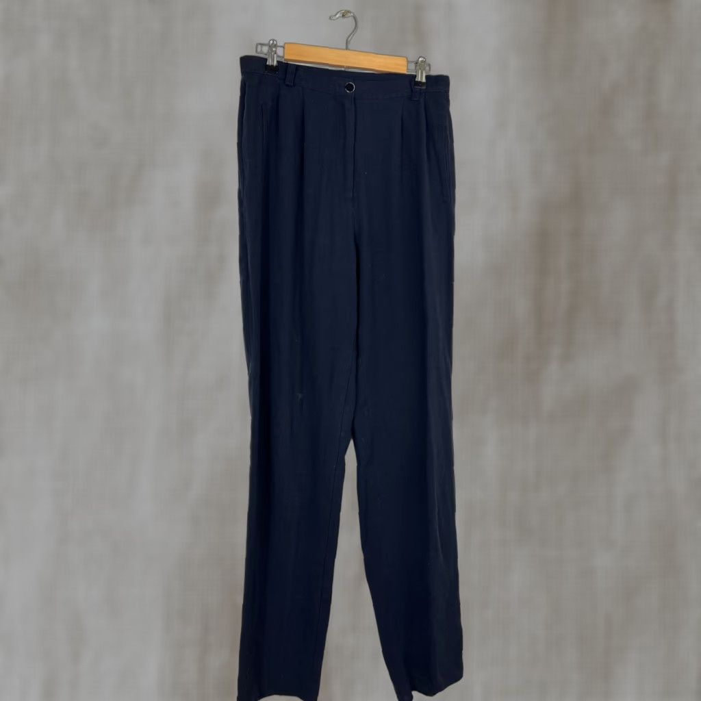 Vintage VINTAGE Sammi Of Melbourne Pants Womens 14 Blue Linen Blend 80s Ladies 32x37 90s? Size 36" / US 14 / IT 50 - 1 Thumbnail
