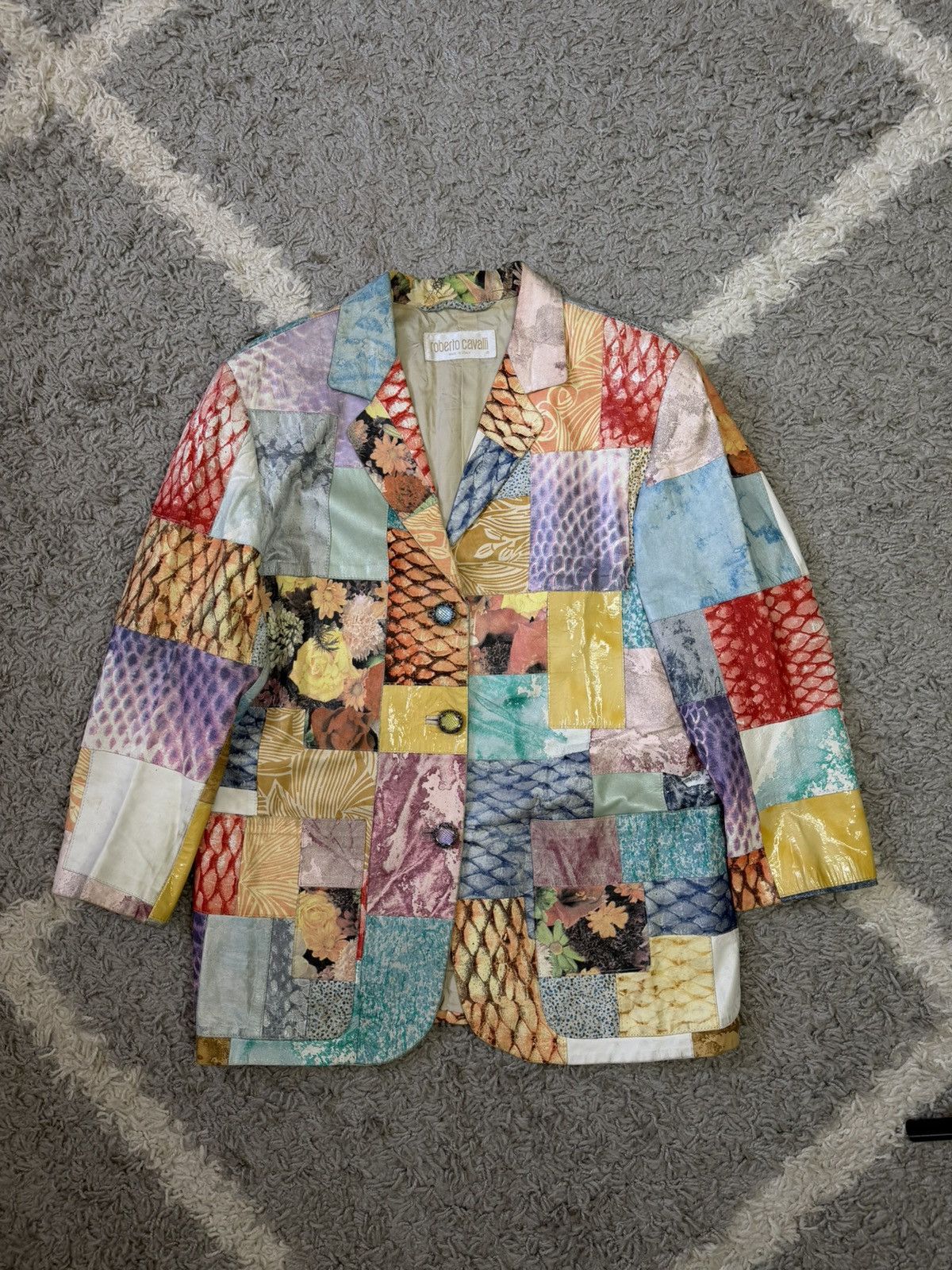 Roberto Cavalli Archive SS98 Roberto Cavalli Patchwork Leather Blazer Jacket Size M / US 6-8 / IT 42-44 - 4 Thumbnail