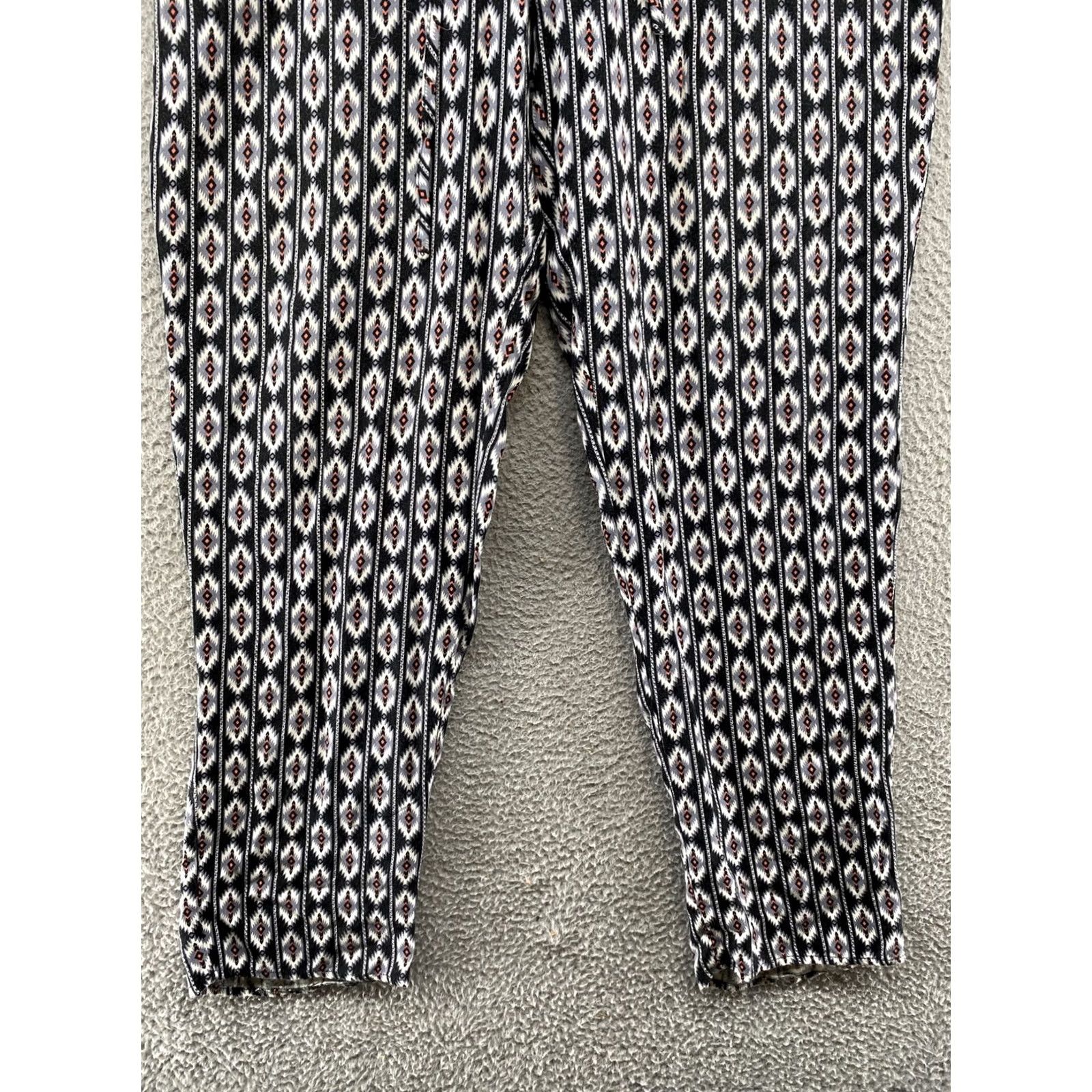 Vintage UMGEE Womens BOHO Hippie Drawstring Aztec Tribal Pattern Pants L Pants Oatmeal Pockets 90s Style Womens Regular Size 36" / US 14 / IT 50 - 2 Thumbnail