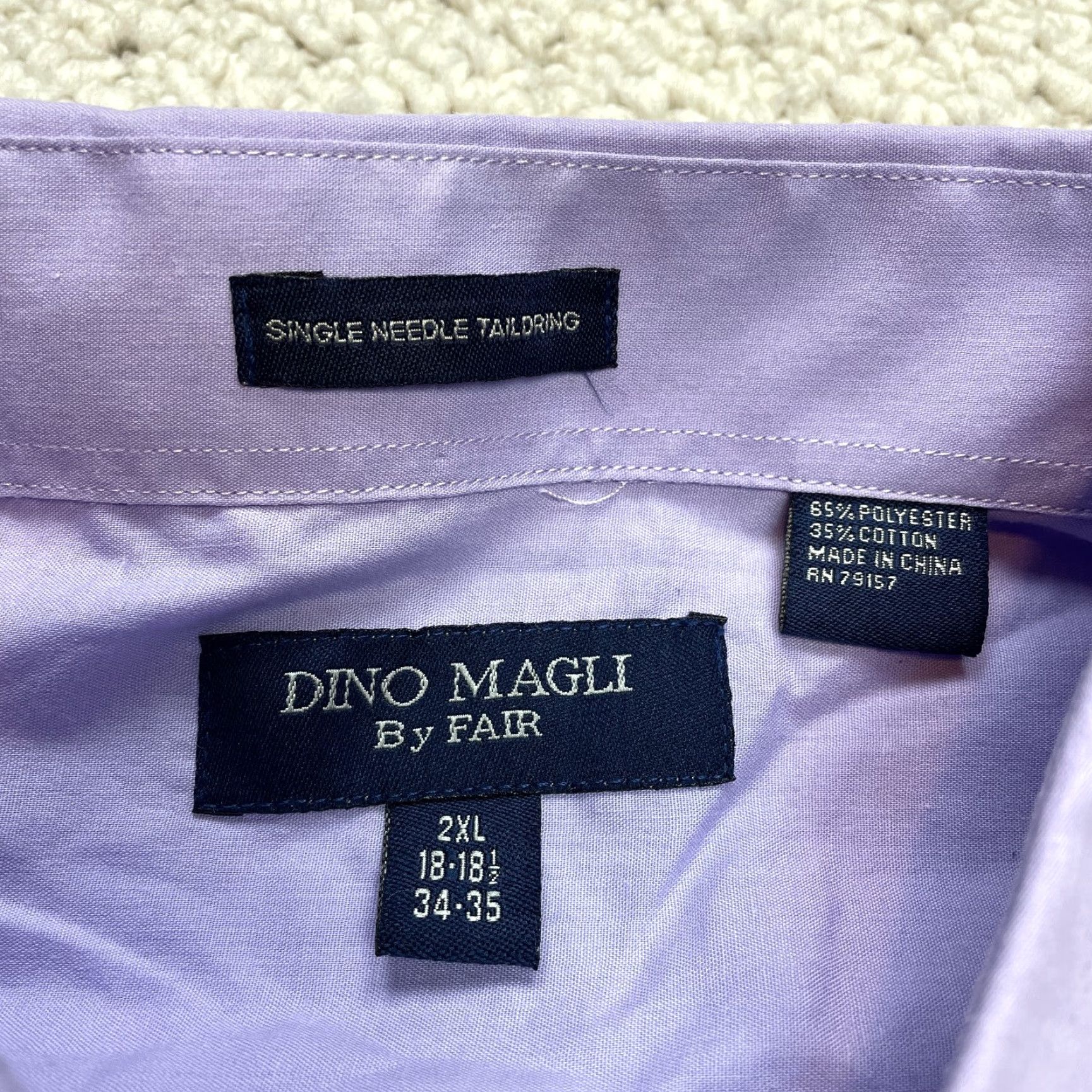 Vintage Dino Magli Button-Down Shirt Men 2XL Purple Dress Button Front French Cuff Size 48R - 3 Thumbnail