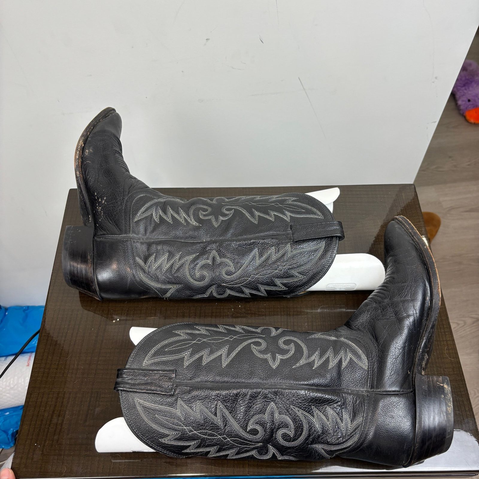 Dan Post Dan Post Black Leather Western Cowboy Boots Men's 9.5D Size US 9.5 / EU 42-43 - 6 Thumbnail