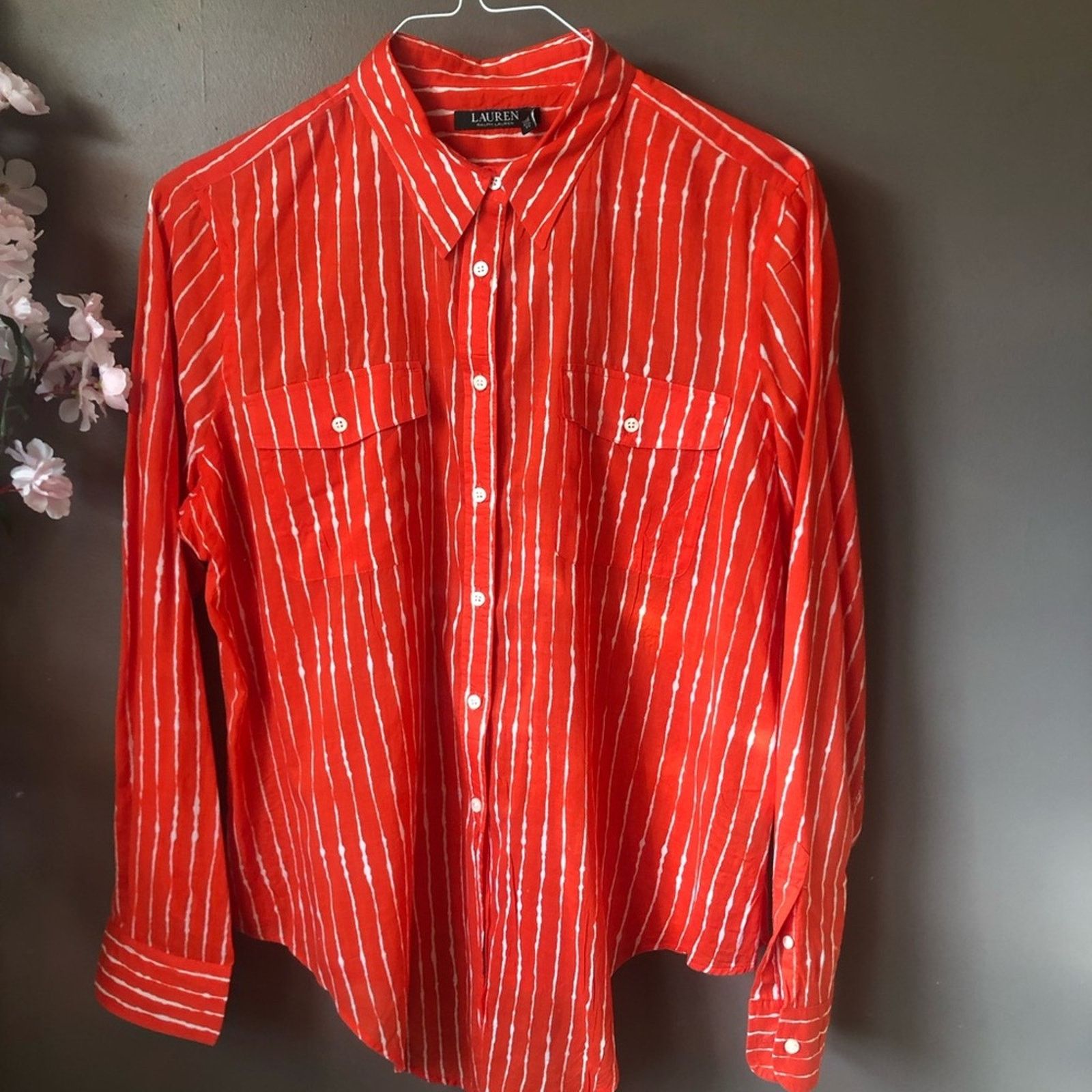 Polo Ralph Lauren Polo top shirt button down red and white stripes. Size XL / US 12-14 / IT 48-50 - 1 Thumbnail