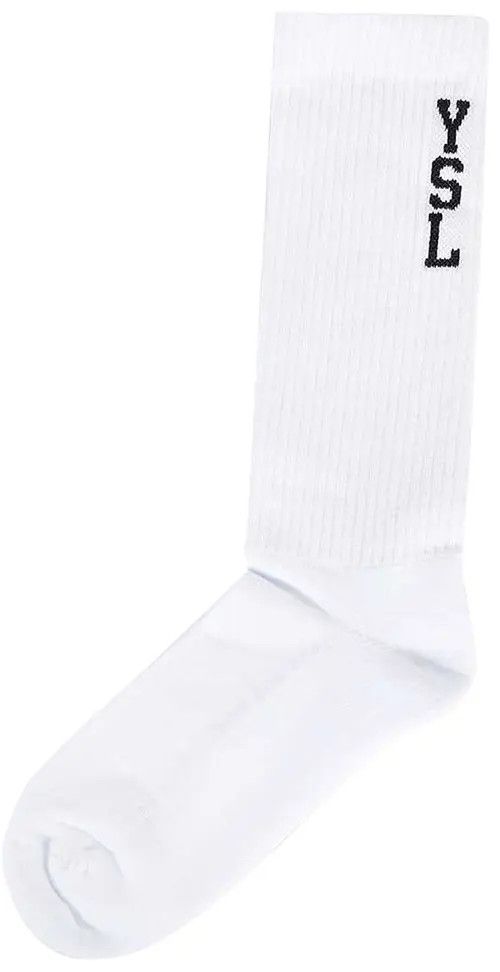 Saint Laurent Paris o1b1hav110425 667500 Size: 45 / Jacquard Socks Cotton White Size ONE SIZE - 2 Thumbnail