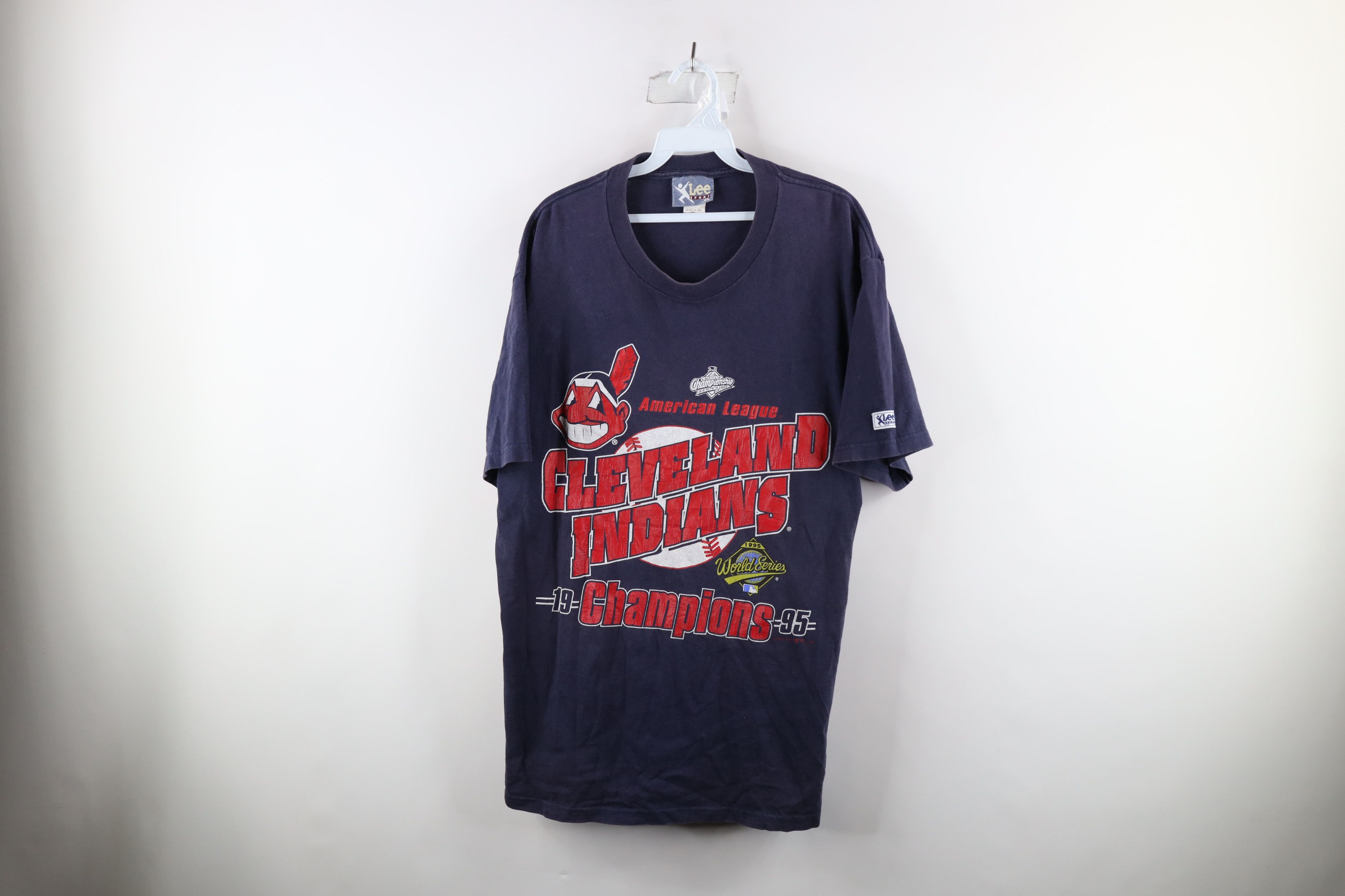 Vintage Vintage 90s World Series Cleveland Indians T Shirt Blue USA Grailed