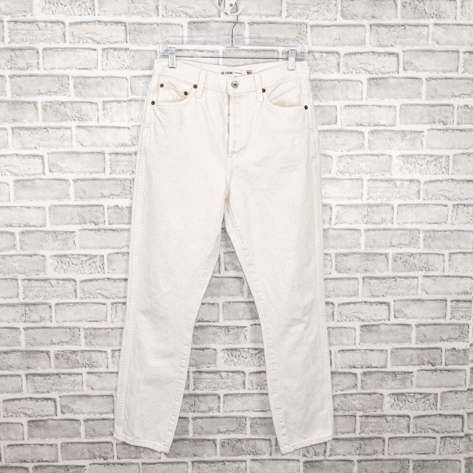 RE/DONE RE/DONE Originals Double Needle Crop Denim Jeans White Size 29" - 1 Thumbnail