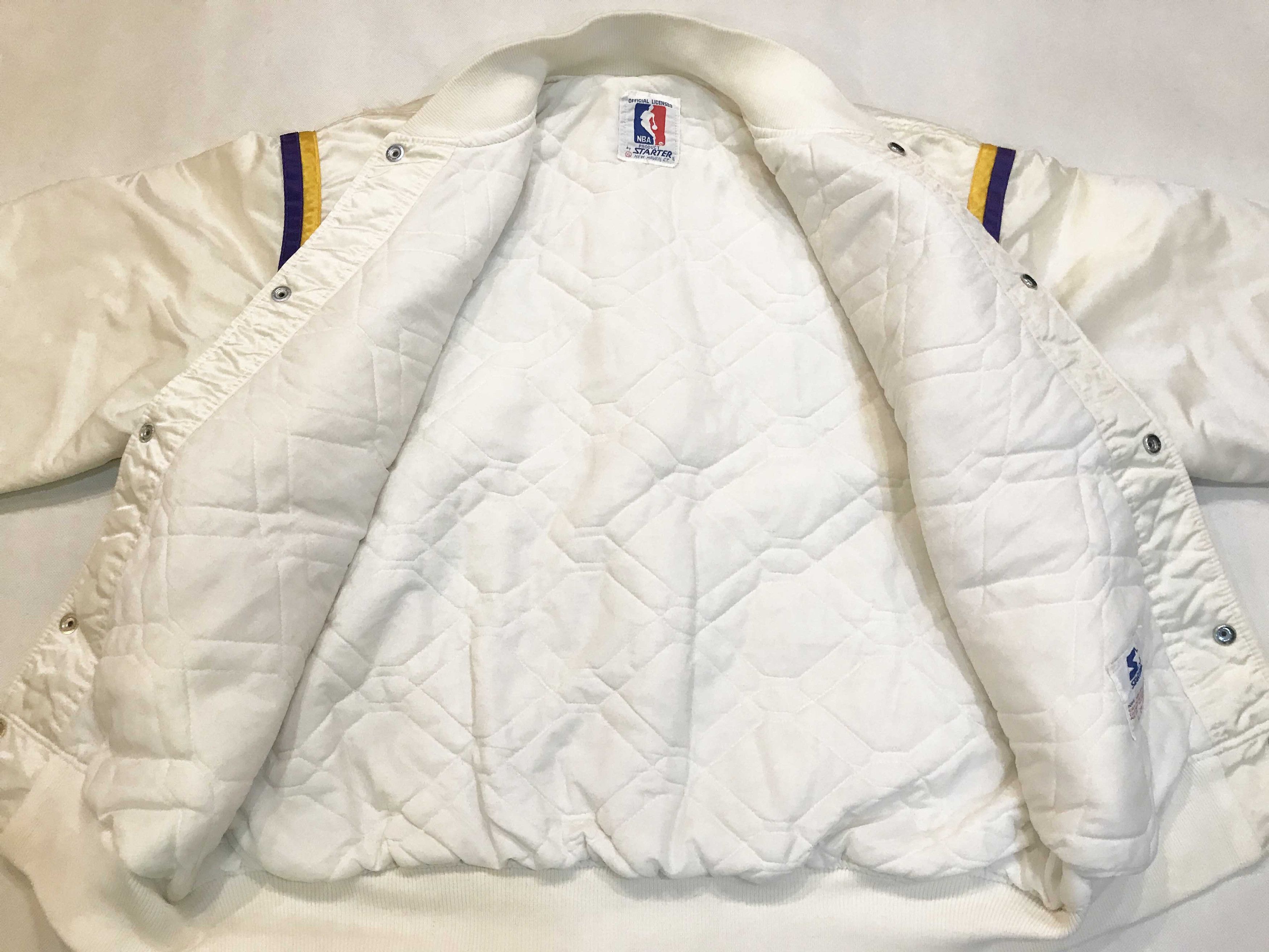 NBA × Starter × Vintage Vintage Starter NBA Los Angeles Lakers Bomber Satin Jacket Size US XL / EU 56 / 4 - 5 Thumbnail