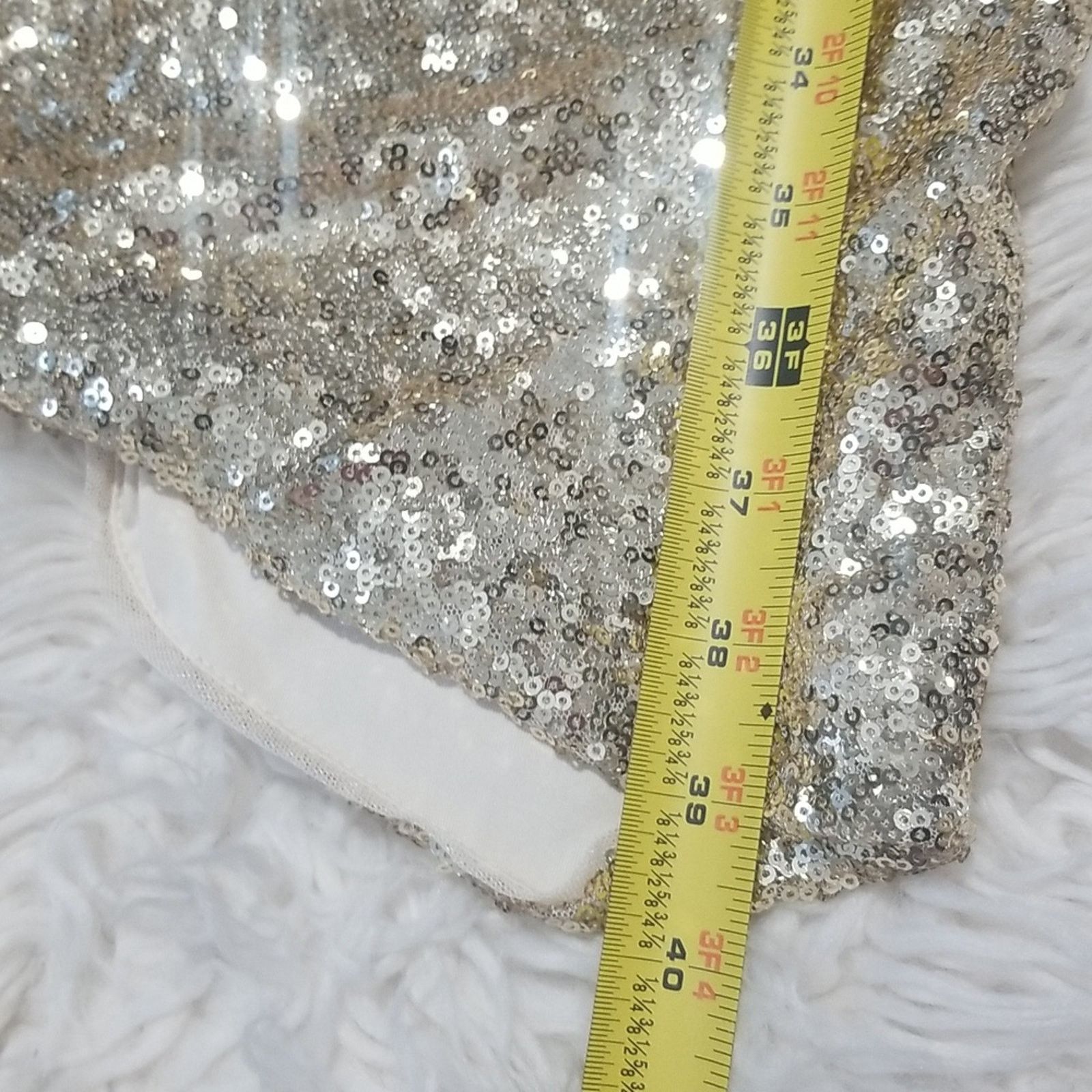 Bcbgmaxazria NWT BCBGmaxazria Gold Sequin Mini One Shoulder Dress Size M / US 6-8 / IT 42-44 - 7 Thumbnail