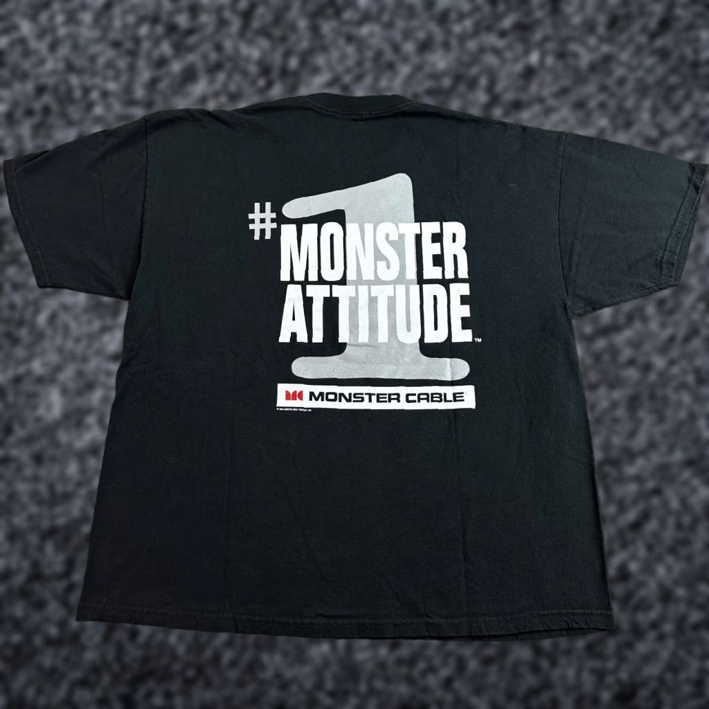 Gildan VINTAGE Monster Cable Shirt Mens 2XL Black White I Am A Monster Audio Shirt 2XL Black Logo Mens Vintage 2000s Size US XXL / EU 58 / 5 - 1 Thumbnail
