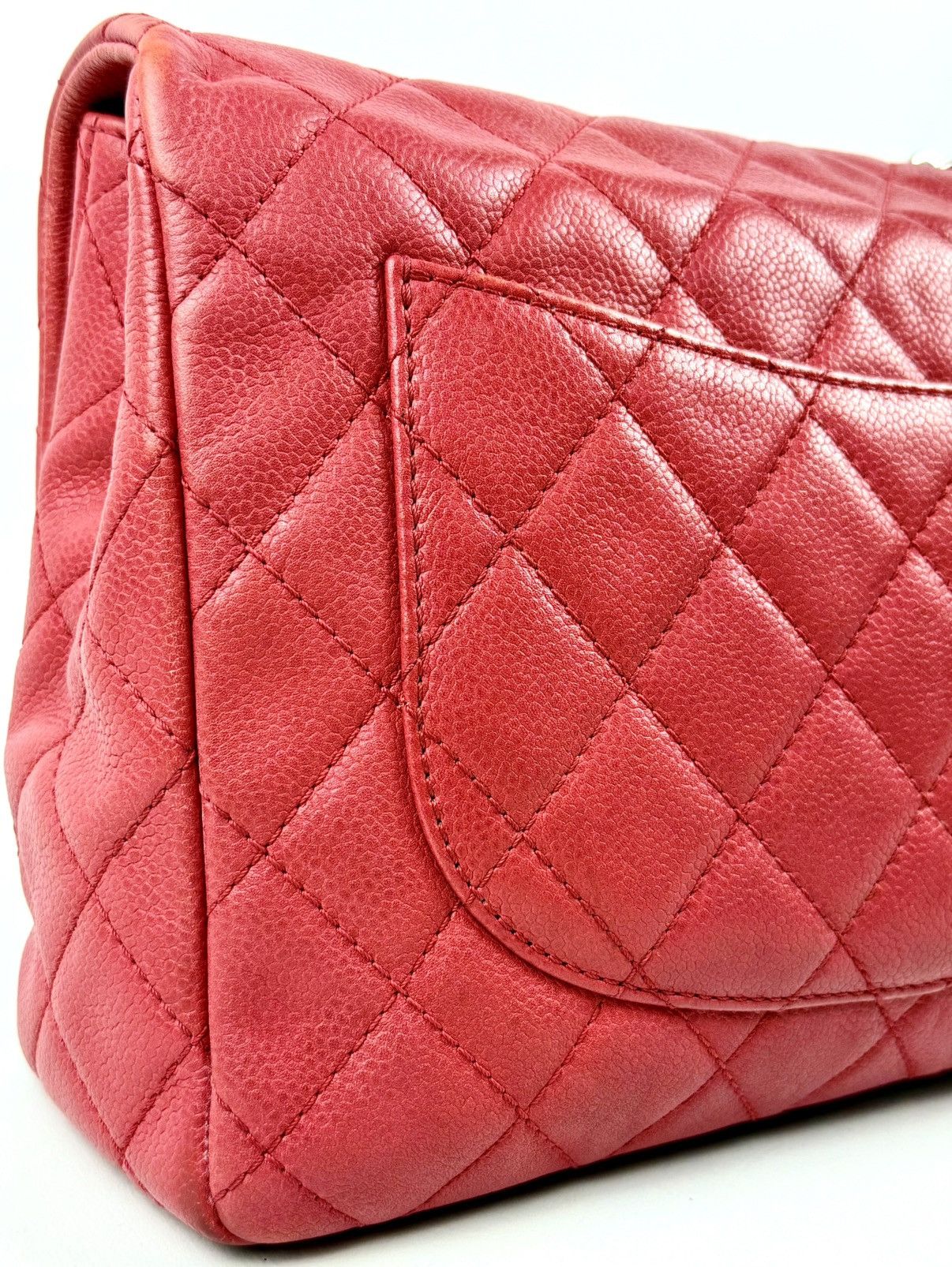Chanel Chanel - Karl - 2008 - Raspberry Red - Caviar - Jumbo - Flap Size ONE SIZE - 13 Thumbnail