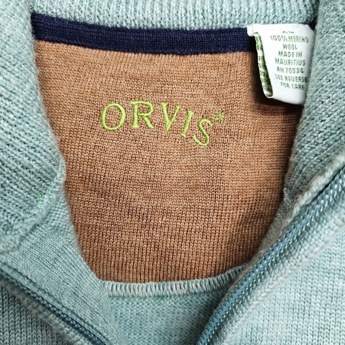 Orvis ORVIS Sweater Vest Men XL Mint Green Merino Wool 1/4 Zip Business Casual Knit Vest Size US XL / EU 56 / 4 - 2 Thumbnail