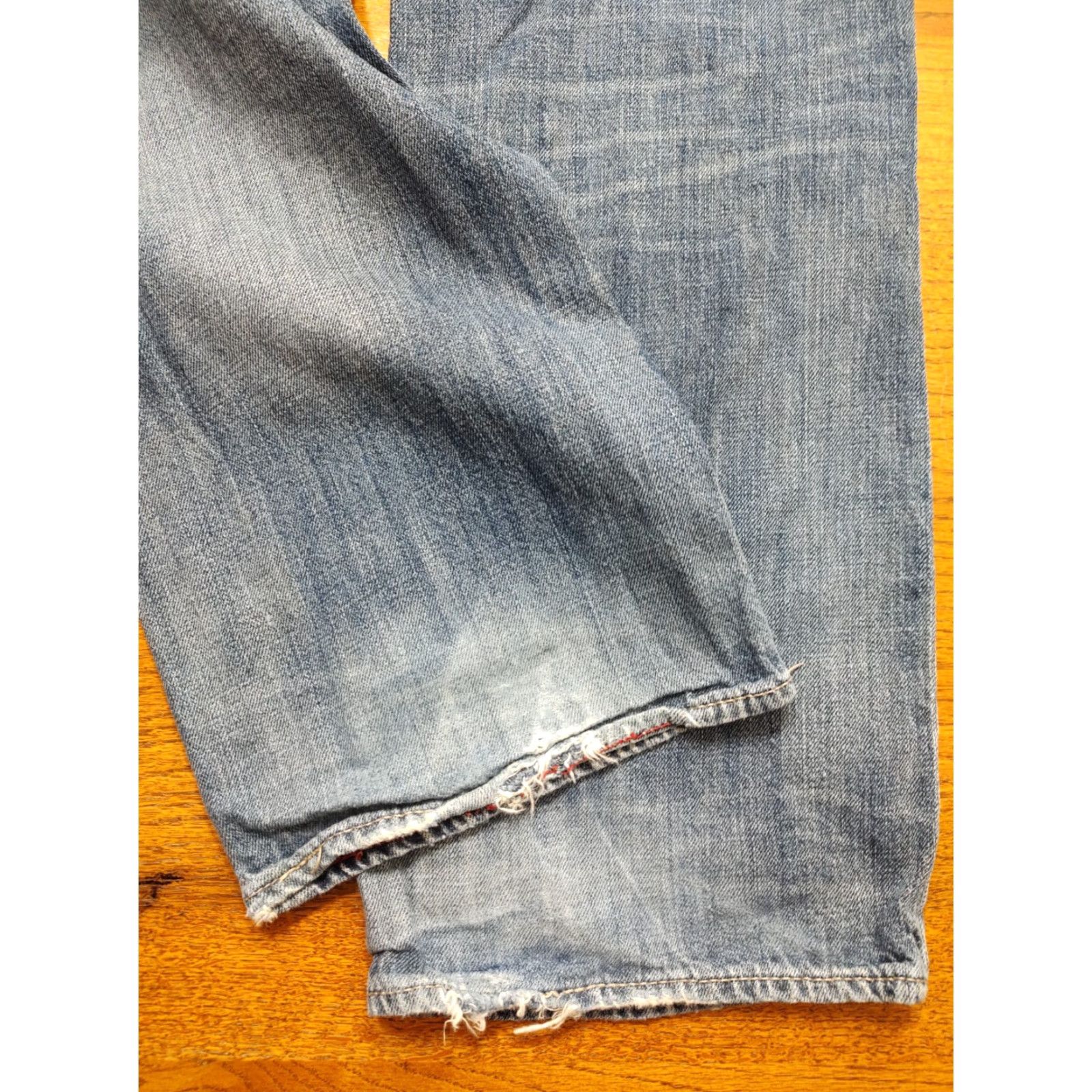 BKE VINTAGE BKE Jeans Distressed Welder Mens Tag 34x34 Faded Blue Relaxed Straight 5-Pocket Denim Cowboy USA Rock Button Zip Inseam 34 Cotton Size US 34 / EU 50 - 4 Thumbnail