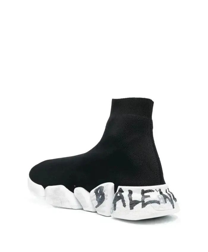 Balenciaga o1loc1c1025 617239 Speed 2.0 Graffiti Knit Sneakers Size US 7 / EU 40 - 3 Thumbnail