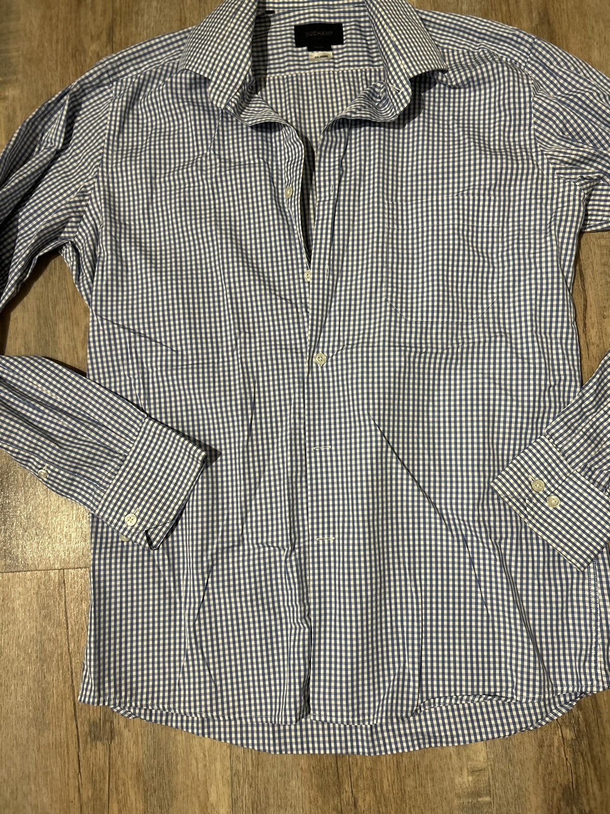 Duchamp London Blue and white check button up Size 50R - 6 Thumbnail