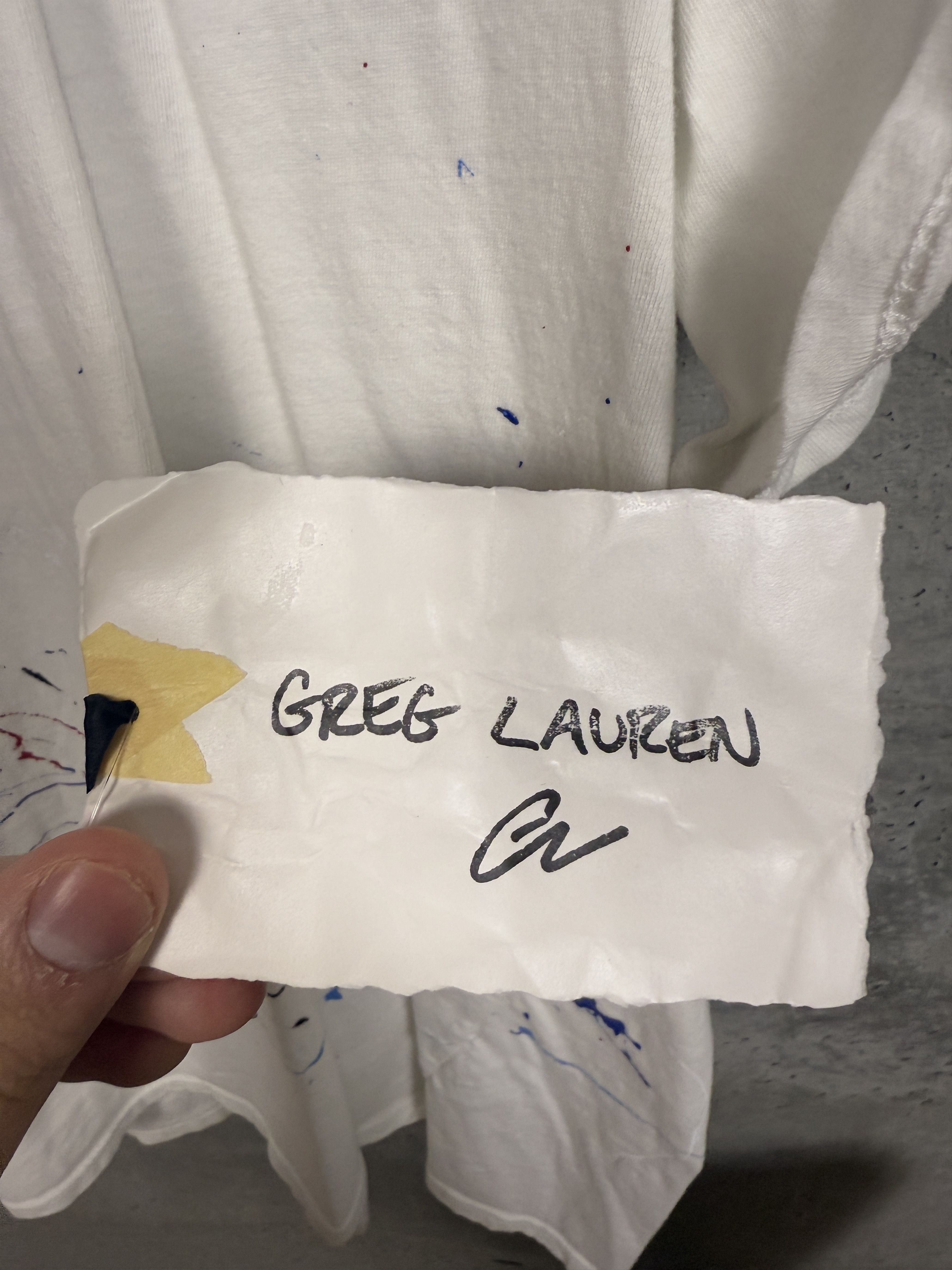 Greg Lauren Greg Lauren White Paint Splatter Tee Size US XXL / EU 58 / 5 - 12 Thumbnail