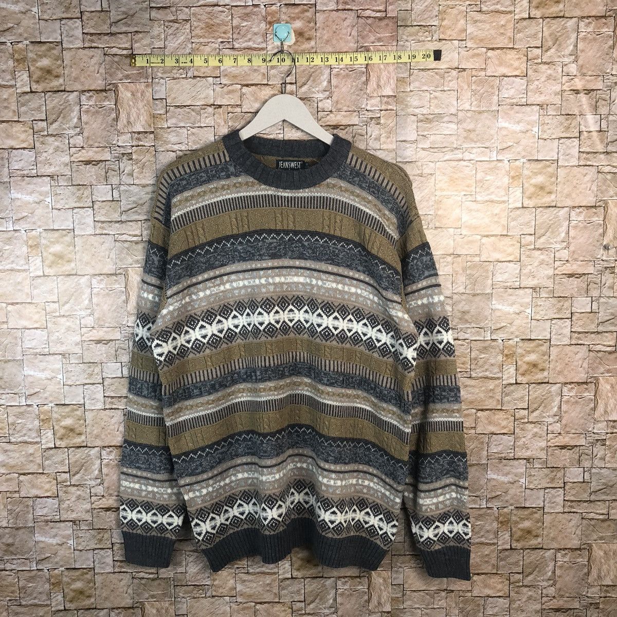 Vintage Jeans West Brown stripe design Knitwear #A31 Size M / US 6-8 / IT 42-44 - 1 Thumbnail
