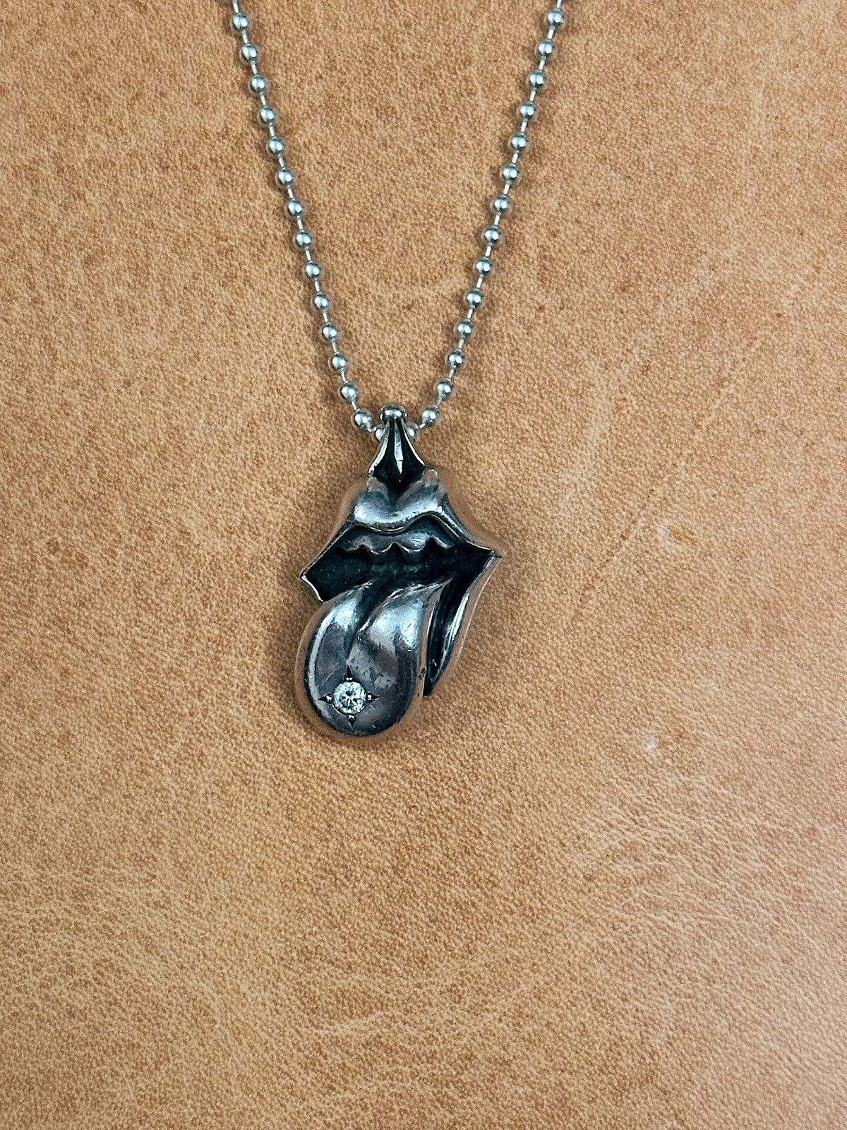 + CH factory diamond pave Rolling Stones Pendant +