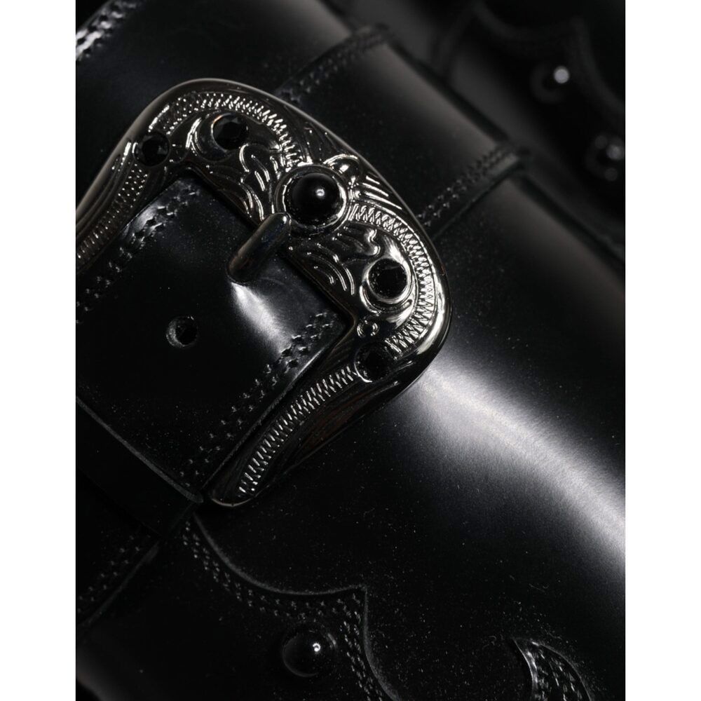 Dolce & Gabbana Dolce & Gabbana Black Embellished Derby Monk Strap Shoes Size US 11 / EU 44 - 8 Thumbnail