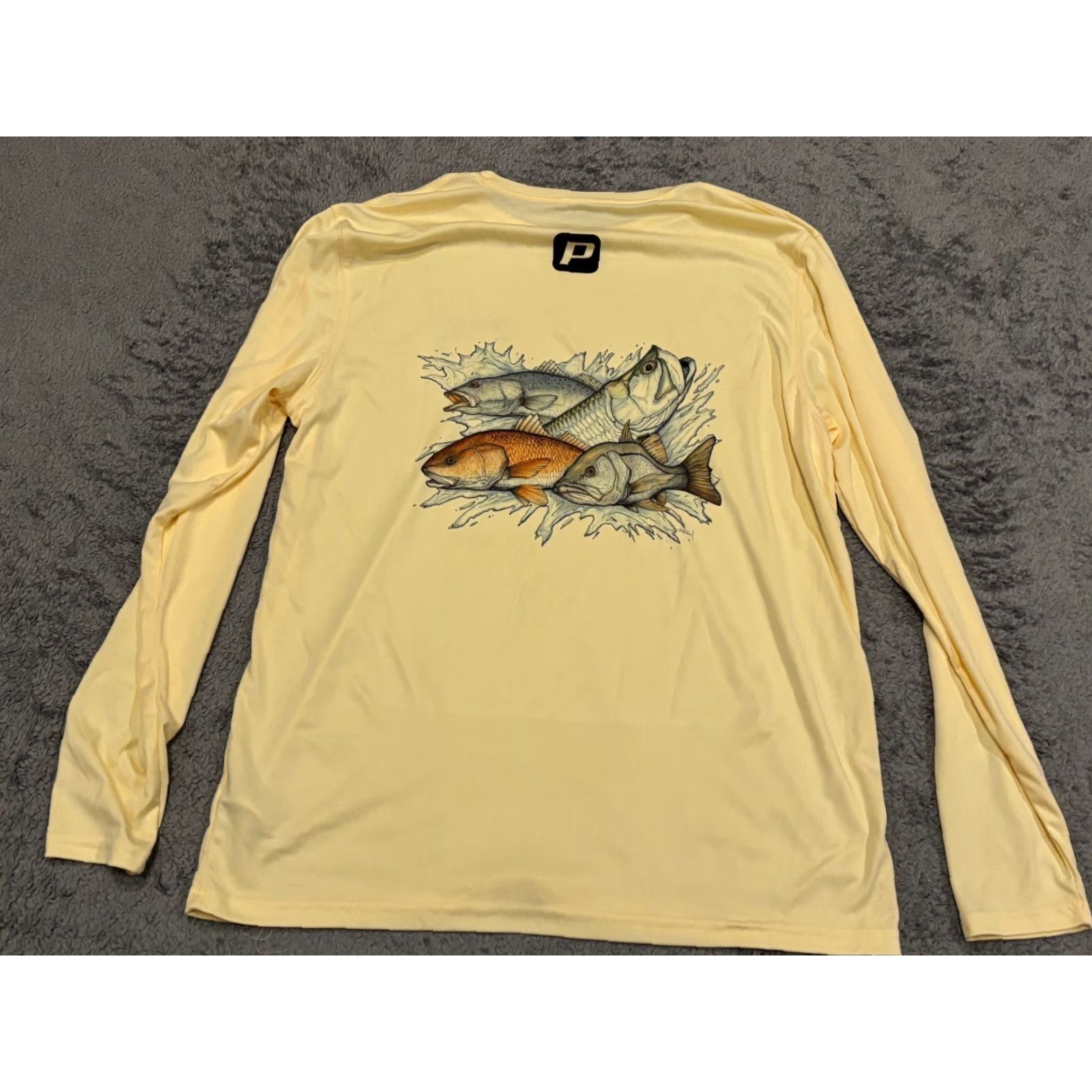 Vintage Power-Pole Fishing Shirt Mens Large Yellow Long Sleeve Stretch Graphic Shirt Size US L / EU 52-54 / 3 - 6 Thumbnail
