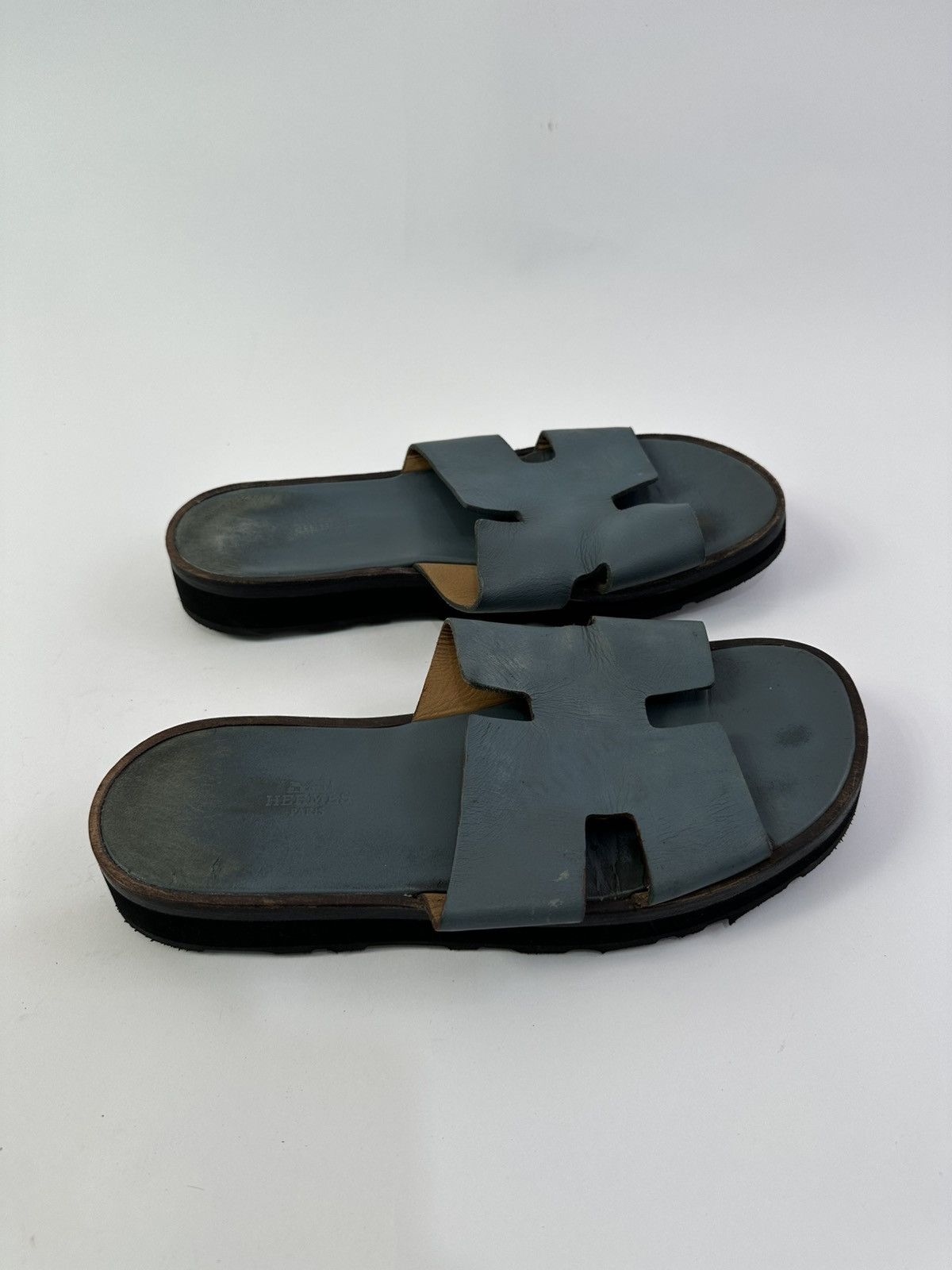 Hermes × Vintage Vintage Hermes Blue Leather Izmir Sandals Size 40-41 Size US 7.5 / EU 40-41 - 2 Thumbnail