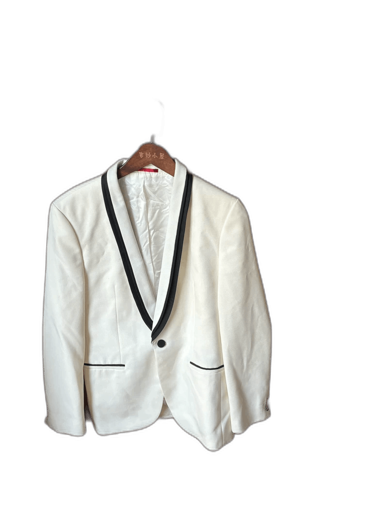 Emporio Armani Boss Red Label White Blazer with Black Accents Size US L / EU 52-54 / 3 - 1 Thumbnail