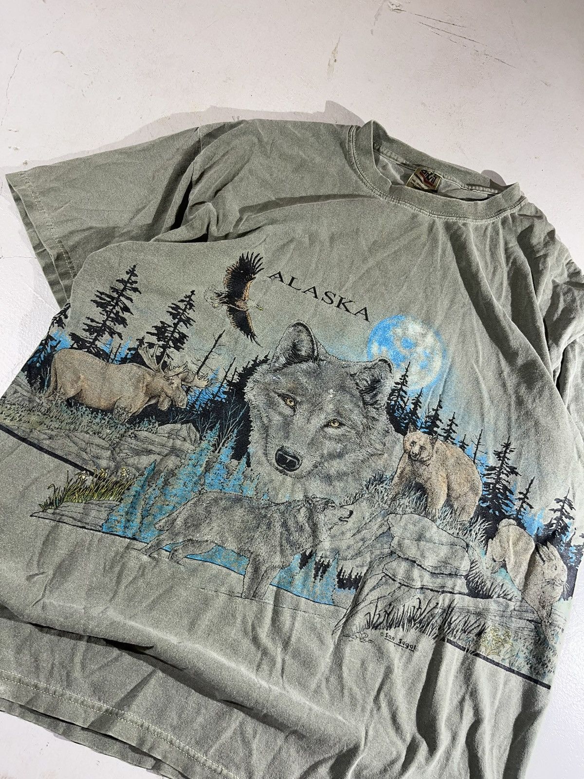 Anvil Vintage wolf nature all over print 90 tee Size US XL / EU 56 / 4 - 2 Thumbnail