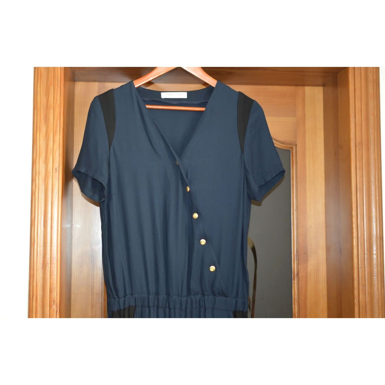 Vintage Wmns Sezane x La Redoute Viscose Jumpsuit Made in Romania Size 40 Blue Size 27" / US 4 / IT 40 - 2 Thumbnail