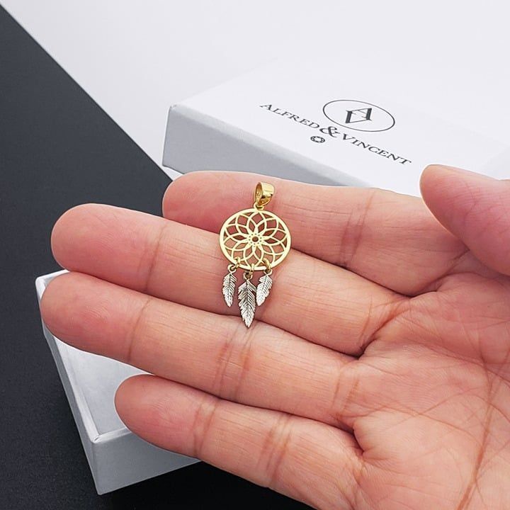 Other Dreamcatcher Willow Hoop Net Pendant 14k Yellow & White Gold Size ONE SIZE - 5 Thumbnail