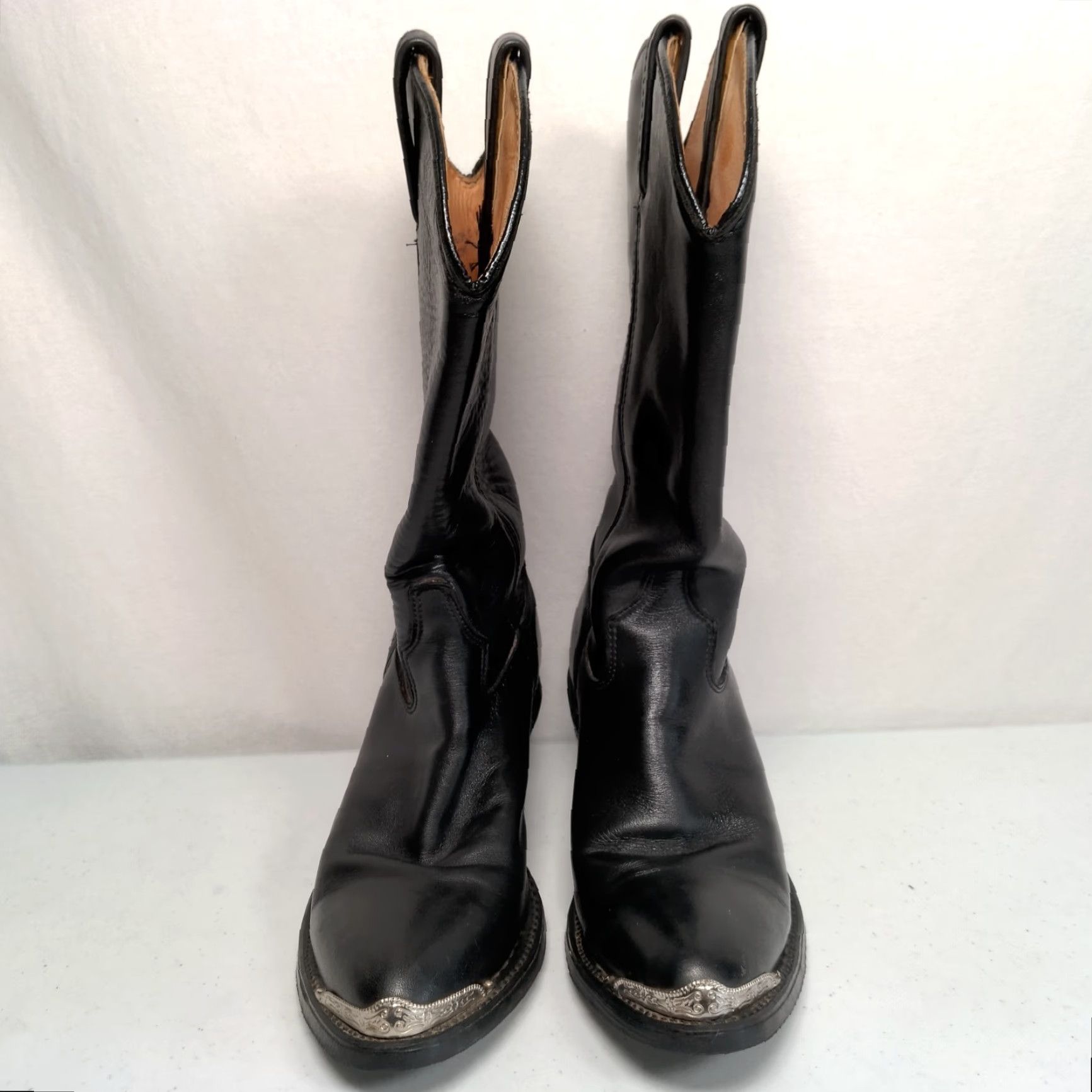 Doublet VINTAGE Double-H Western Cowgirl Boots Women 7M Leather Black Mid-Calf Pointed Toe Casual Fall Winter Size US 7 / IT 37 - 6 Thumbnail