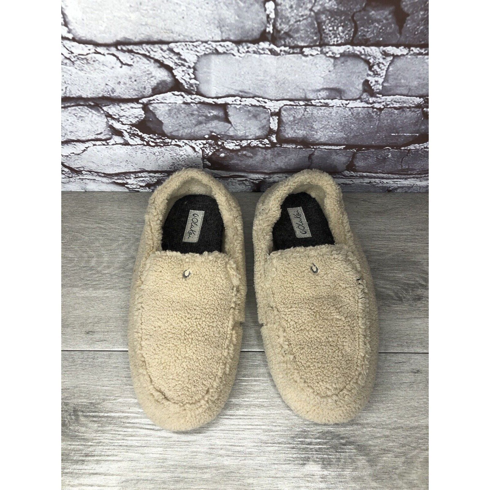 Olukai OLUKAI Nohea Heu Tan Sandbar Faux Fur Slippers Loafers Shoes Size US 8 / IT 38 - 21 Thumbnail