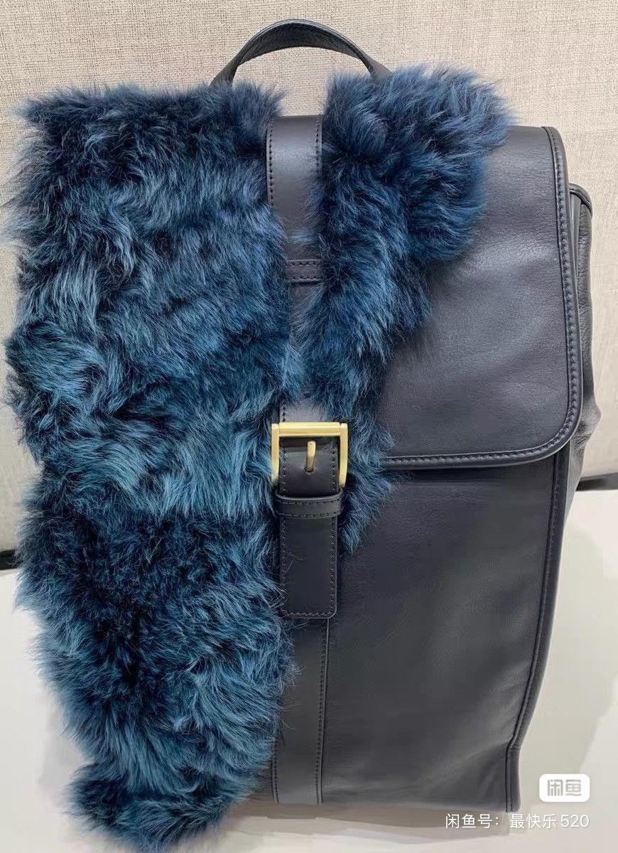 Armani fur leather travel bag backpack runway （balenciaga ）