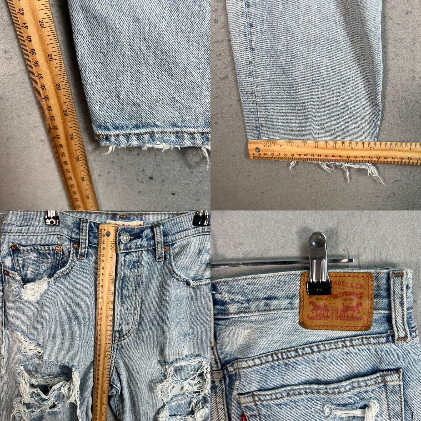 Levi's Levi’s Wedgie Straight Jeans Womens 30 Light Blue Distressed 5-Pocket Denim High Rise Regular Fit Vintage: No Size 30" / US 8 / IT 44 - 8 Thumbnail