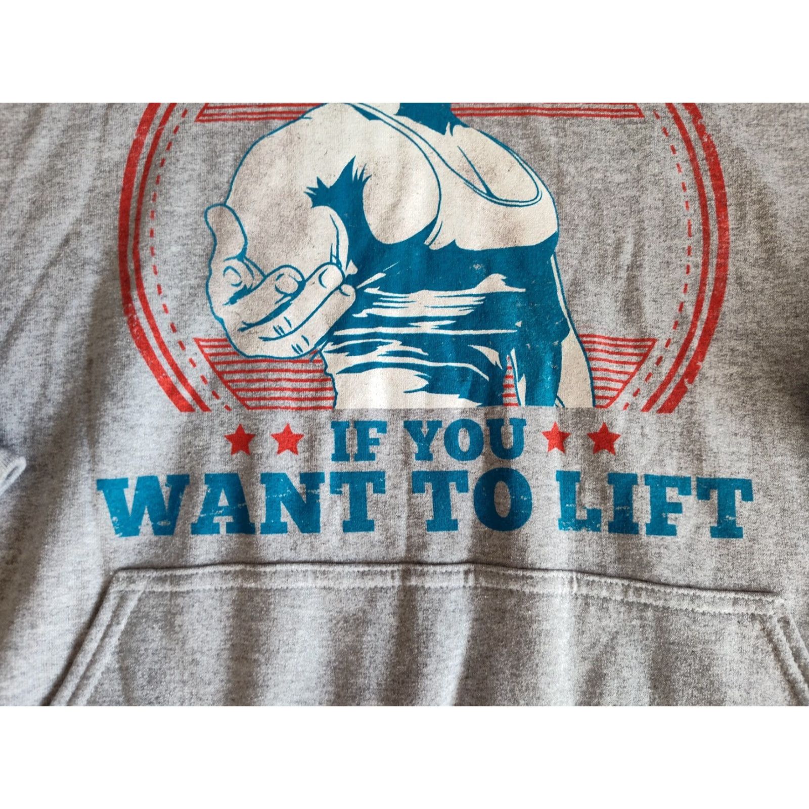 Gildan VINTAGE Arnold Schwarzenegger Gym Hoodie Gray 2XL Pullover Graphic Print Weightlifting Mens Size US XXL / EU 58 / 5 - 2 Thumbnail