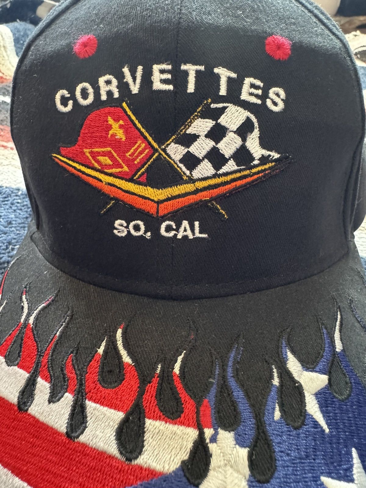 Vintage Corvettes SoCal American flag hat Rare Size ONE SIZE - 3 Thumbnail