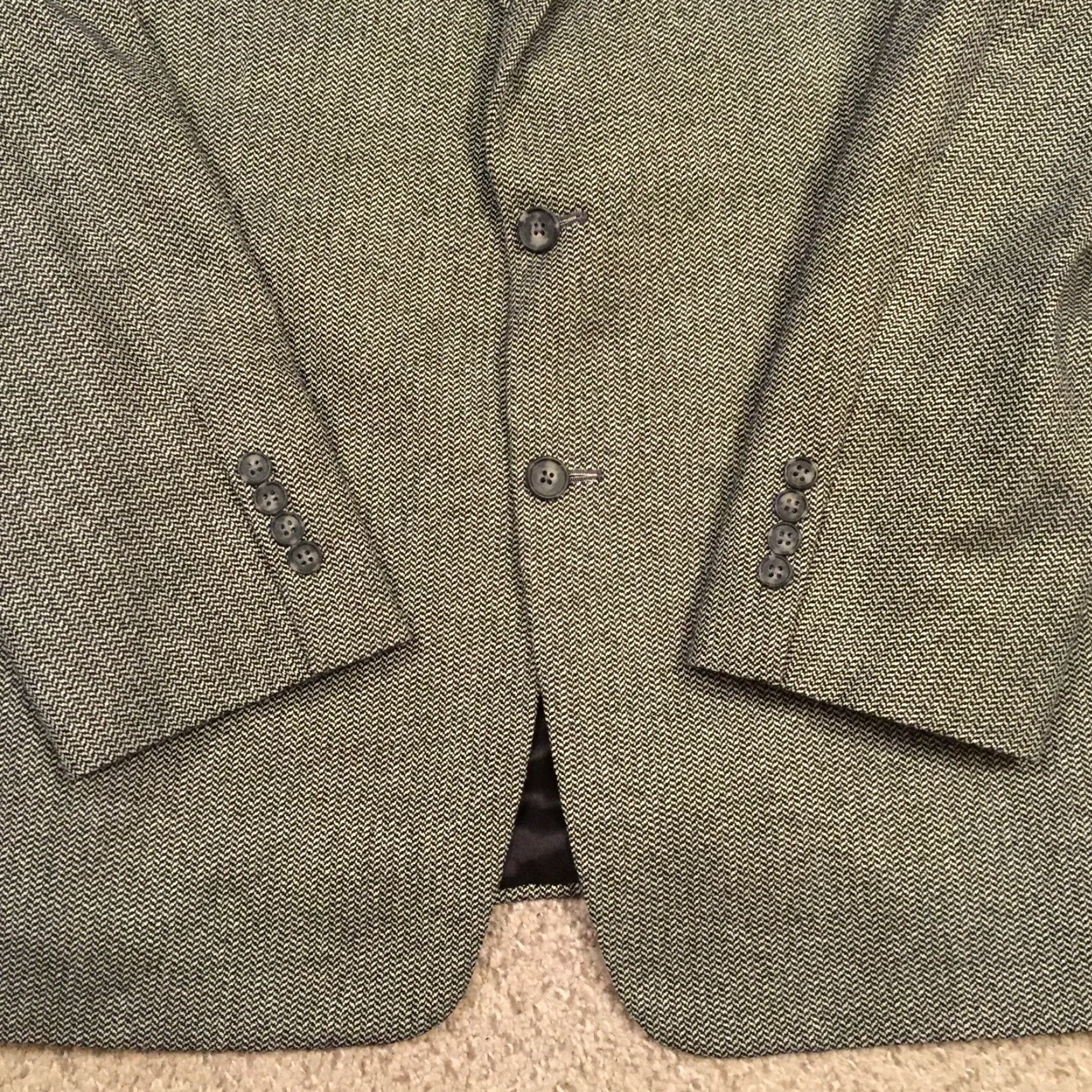 Michael Kors Michael Kors Blazer Mens 42R Black Herringbone Wool Two Button Notch Lapel Double Vent Single-Breasted 2 Piece Jacket Coat Colorful Mens Size 42R - 4 Thumbnail