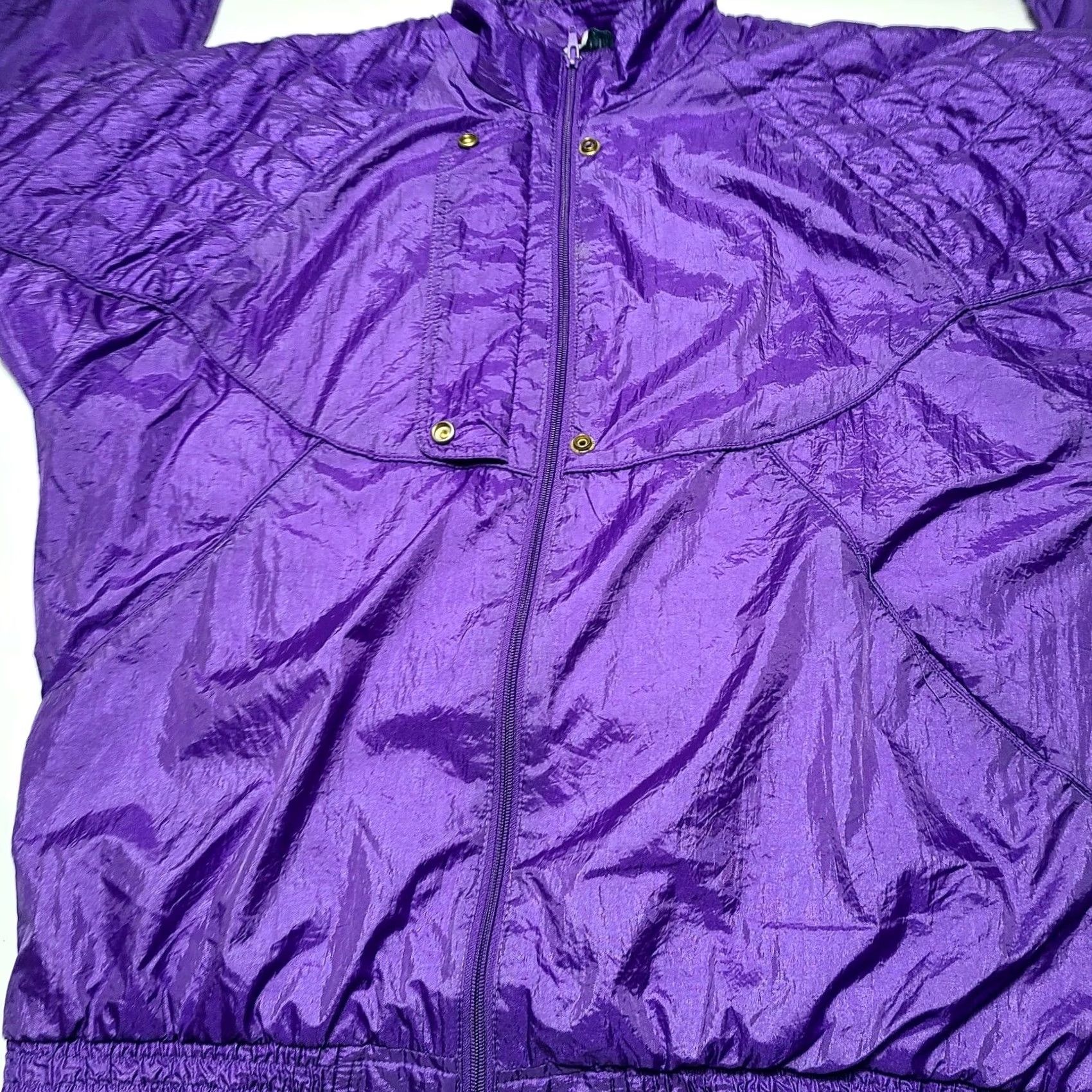 Vintage VINTAGE Bold Spirit Windbreaker Womens Large Purple 90s Full Zip Jacket Lined Size L / US 10 / IT 46 - 5 Thumbnail