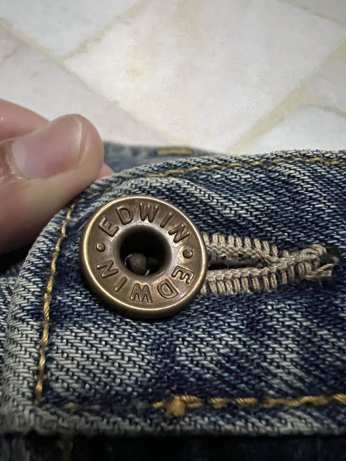 Edwin 💥Baggy💥Vintage Edwin 505 Distressed Selvedge Faded Jean Size US 32 / EU 48 - 11 Thumbnail