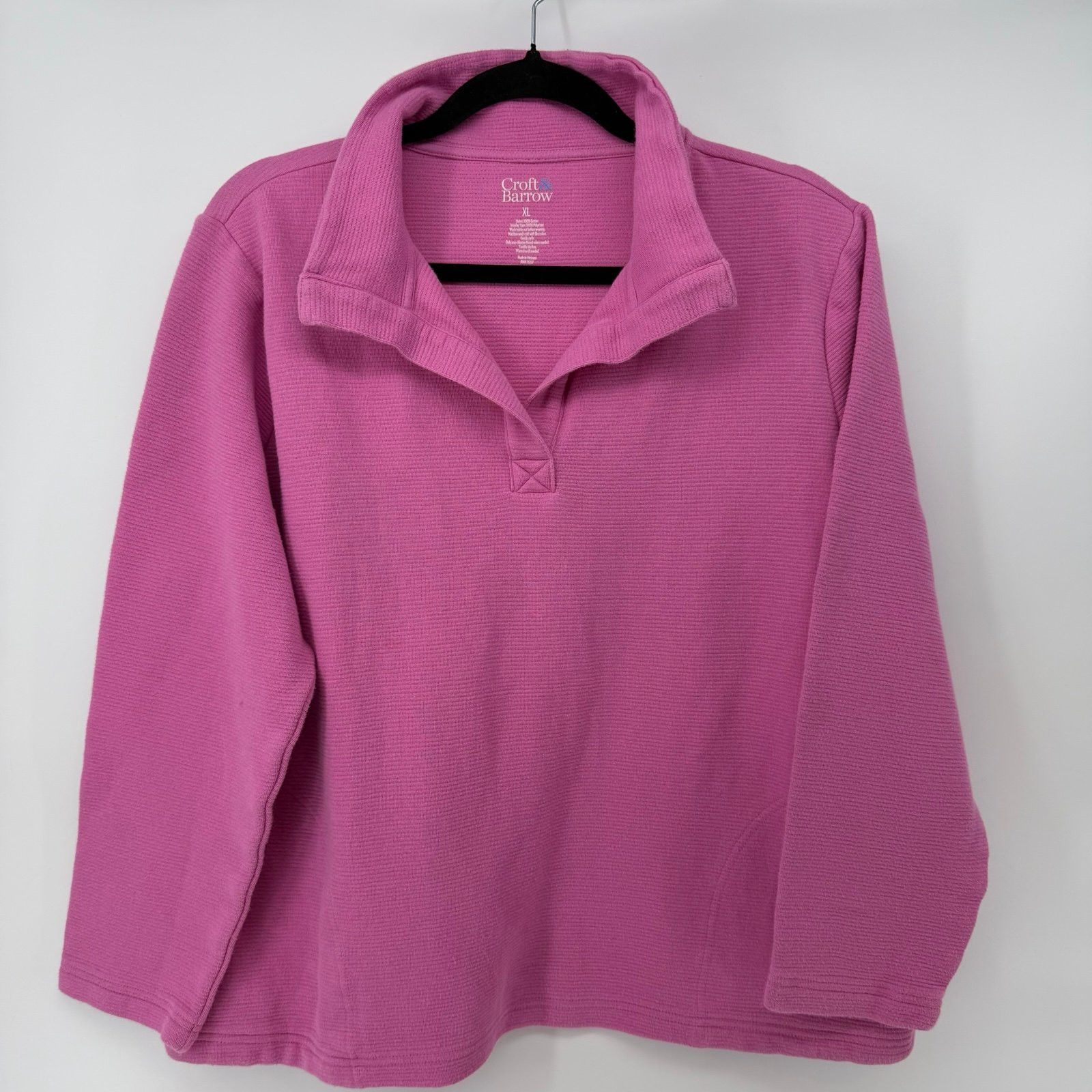 Croft & Barrow Women's Croft & Barrow Open Collar Pink Cotton Pullover XL Size XL / US 12-14 / IT 48-50 - 1 Thumbnail